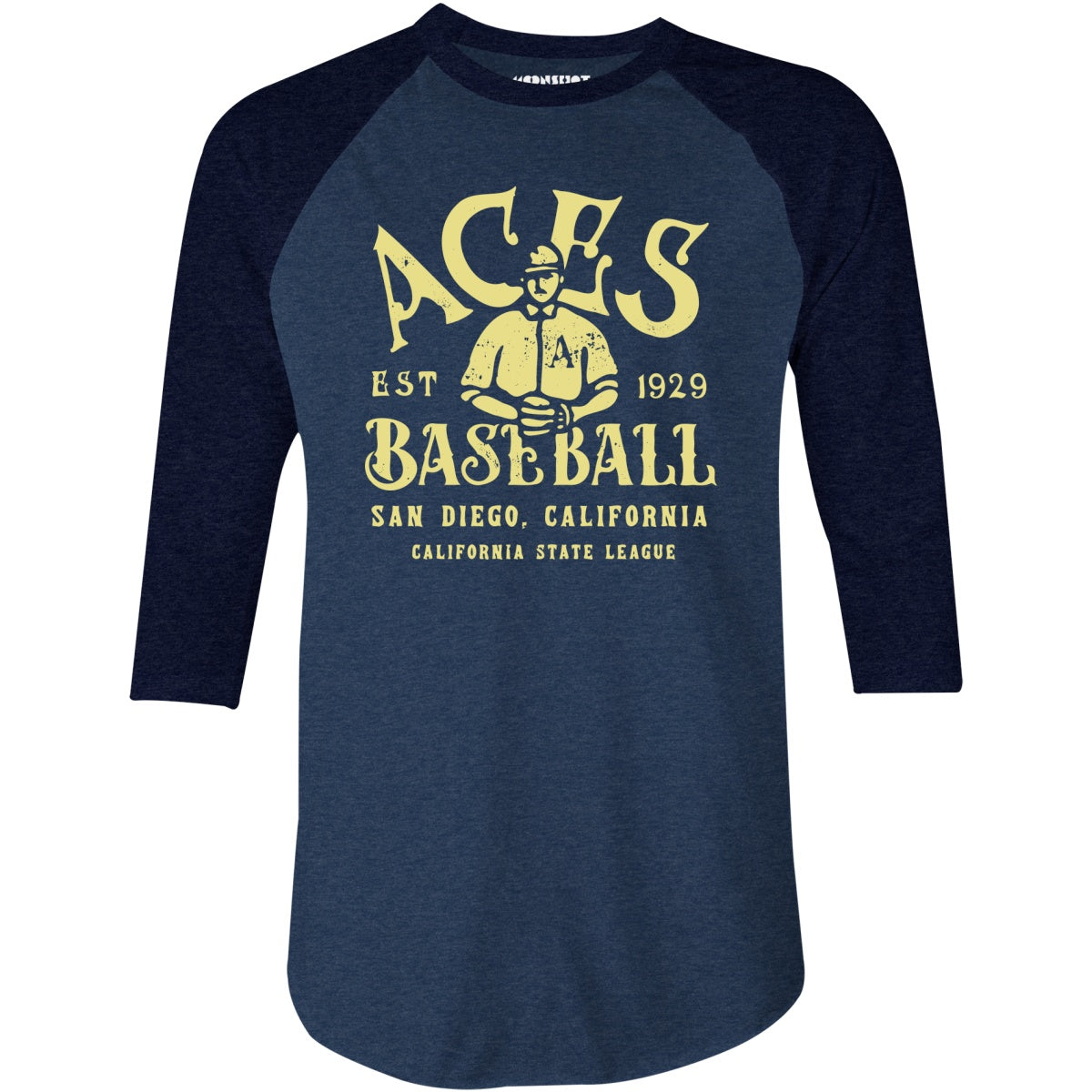 San Diego Aces - California - Vintage Defunct Baseball Teams - 3/4 Sleeve Raglan T-Shirt
