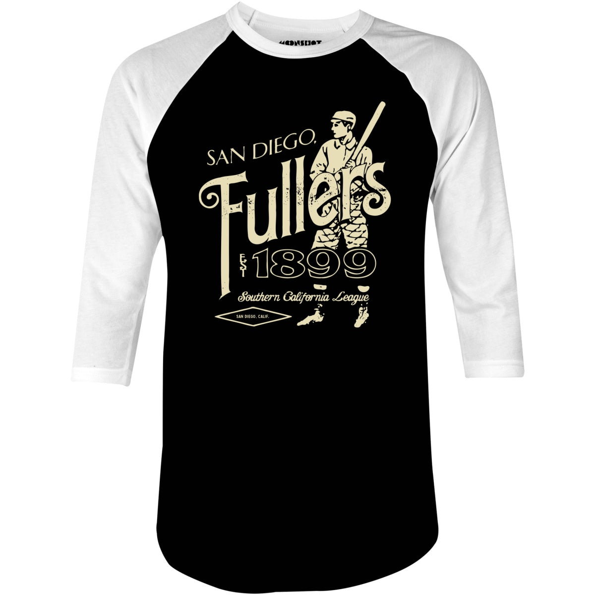 San Diego Fullers - California - Vintage Defunct Baseball Teams - 3/4 Sleeve Raglan T-Shirt