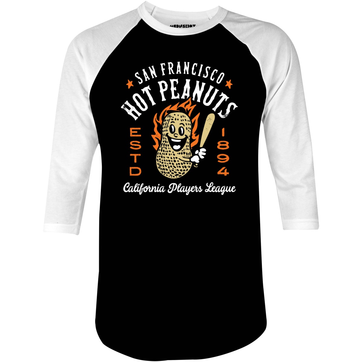 San Francisco Hot Peanuts - California - Vintage Defunct Baseball Teams - 3/4 Sleeve Raglan T-Shirt