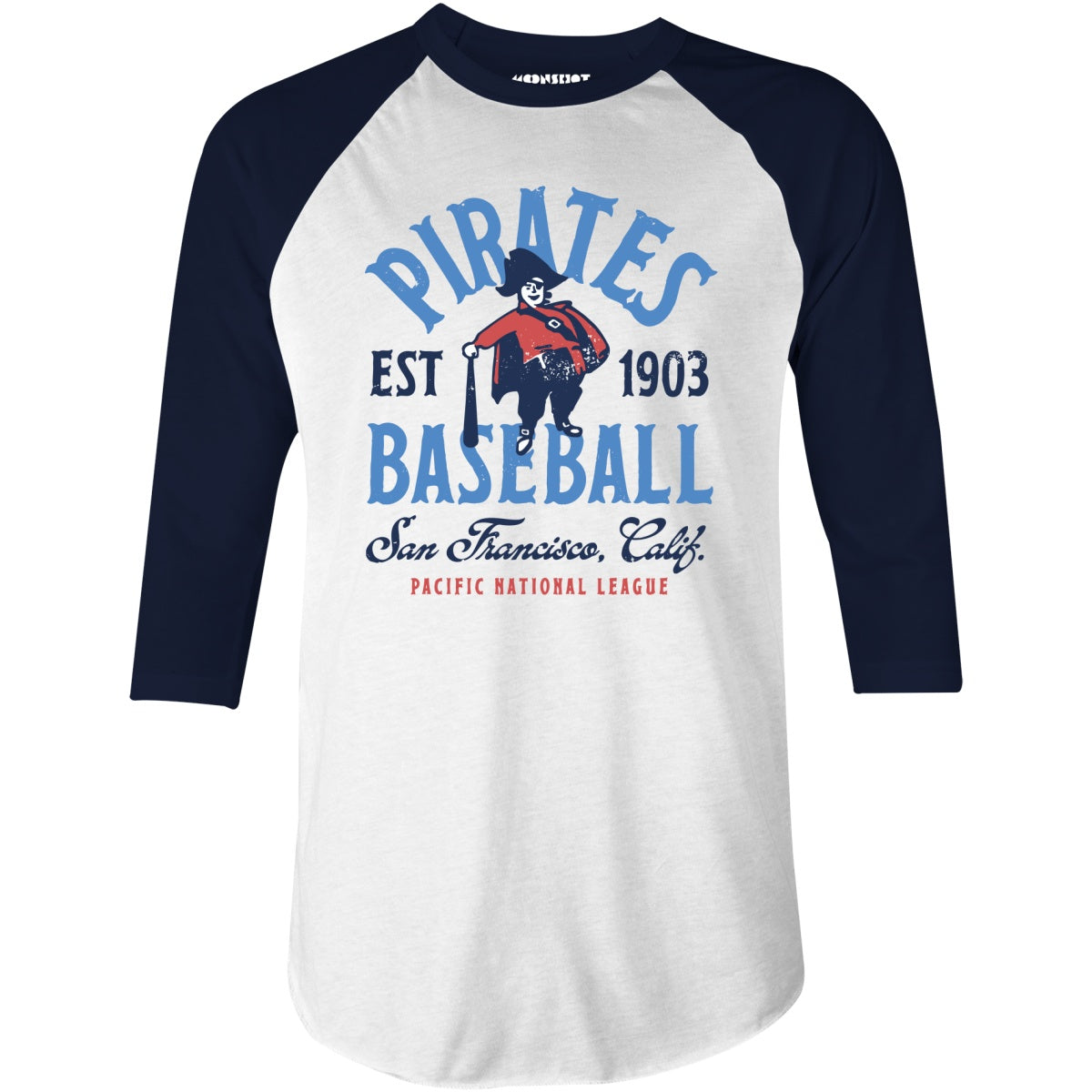 San Francisco Pirates - California - Vintage Defunct Baseball Teams - 3/4 Sleeve Raglan T-Shirt