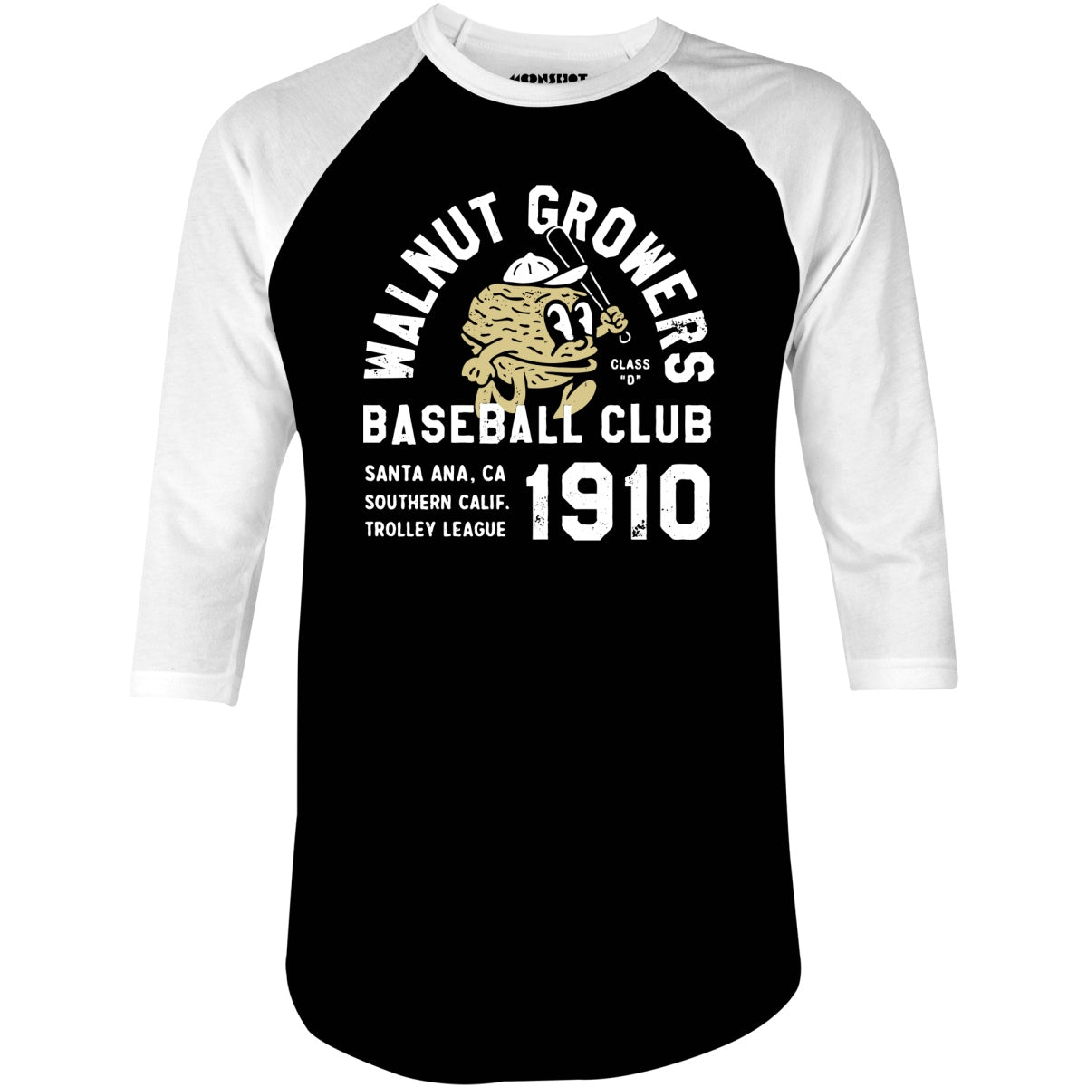 Santa Ana Walnut Growers - California - Vintage Defunct Baseball Teams - 3/4 Sleeve Raglan T-Shirt