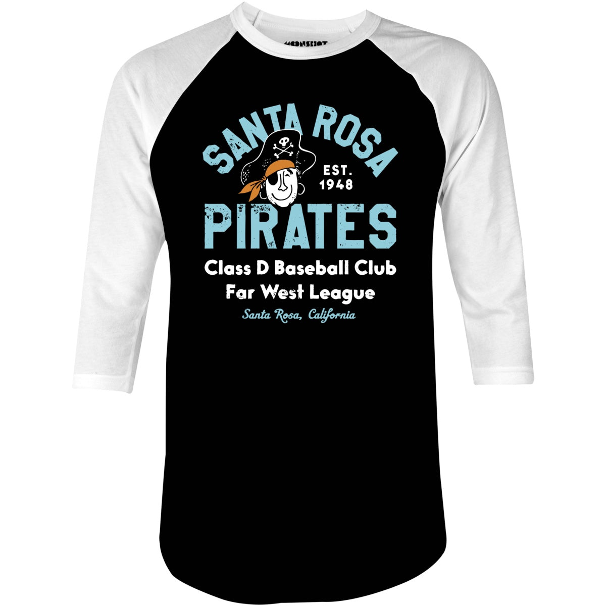 Santa Rosa Pirates - California - Vintage Defunct Baseball Teams - 3/4 Sleeve Raglan T-Shirt