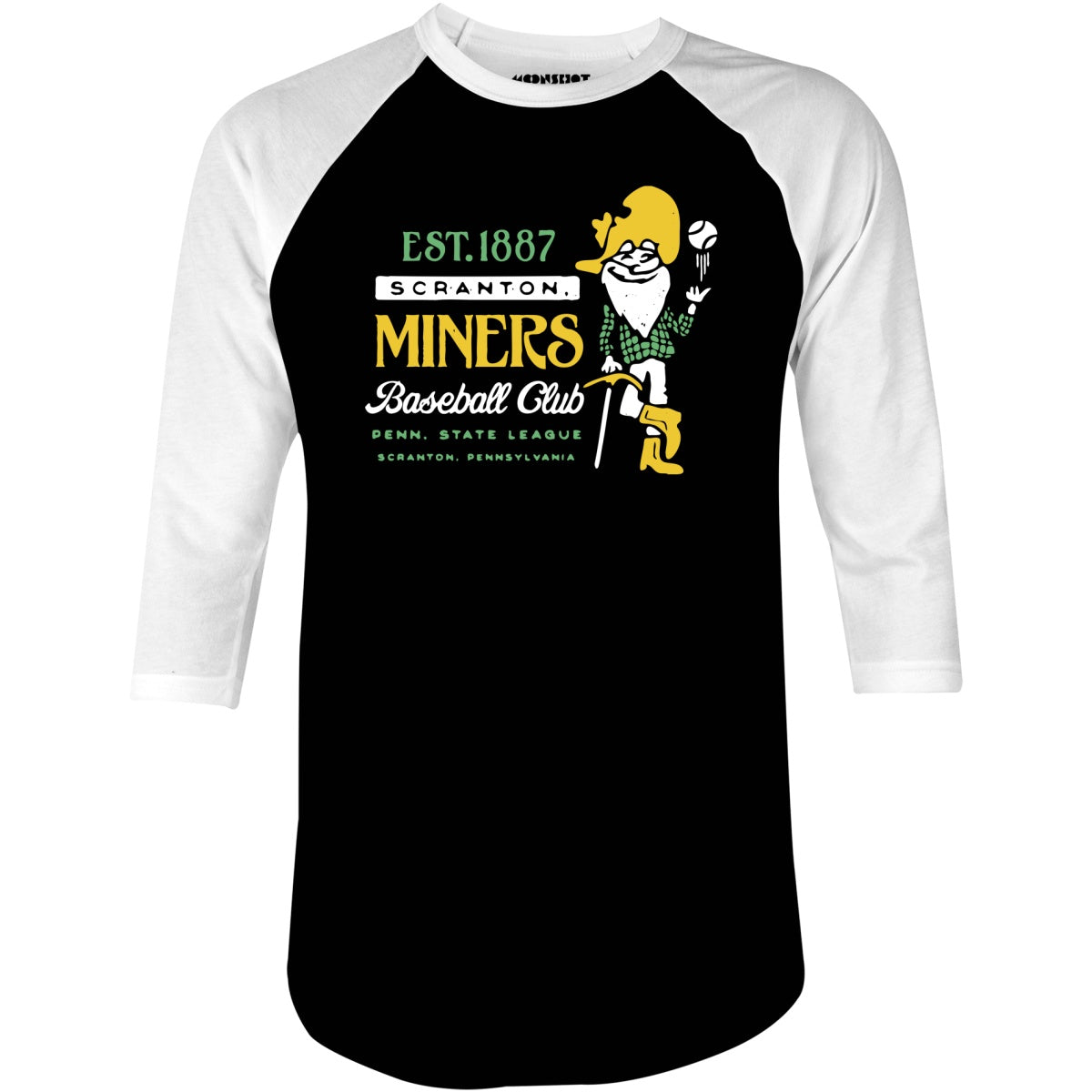 Scranton Miners - Pennsylvania - Vintage Defunct Baseball Teams - 3/4 Sleeve Raglan T-Shirt