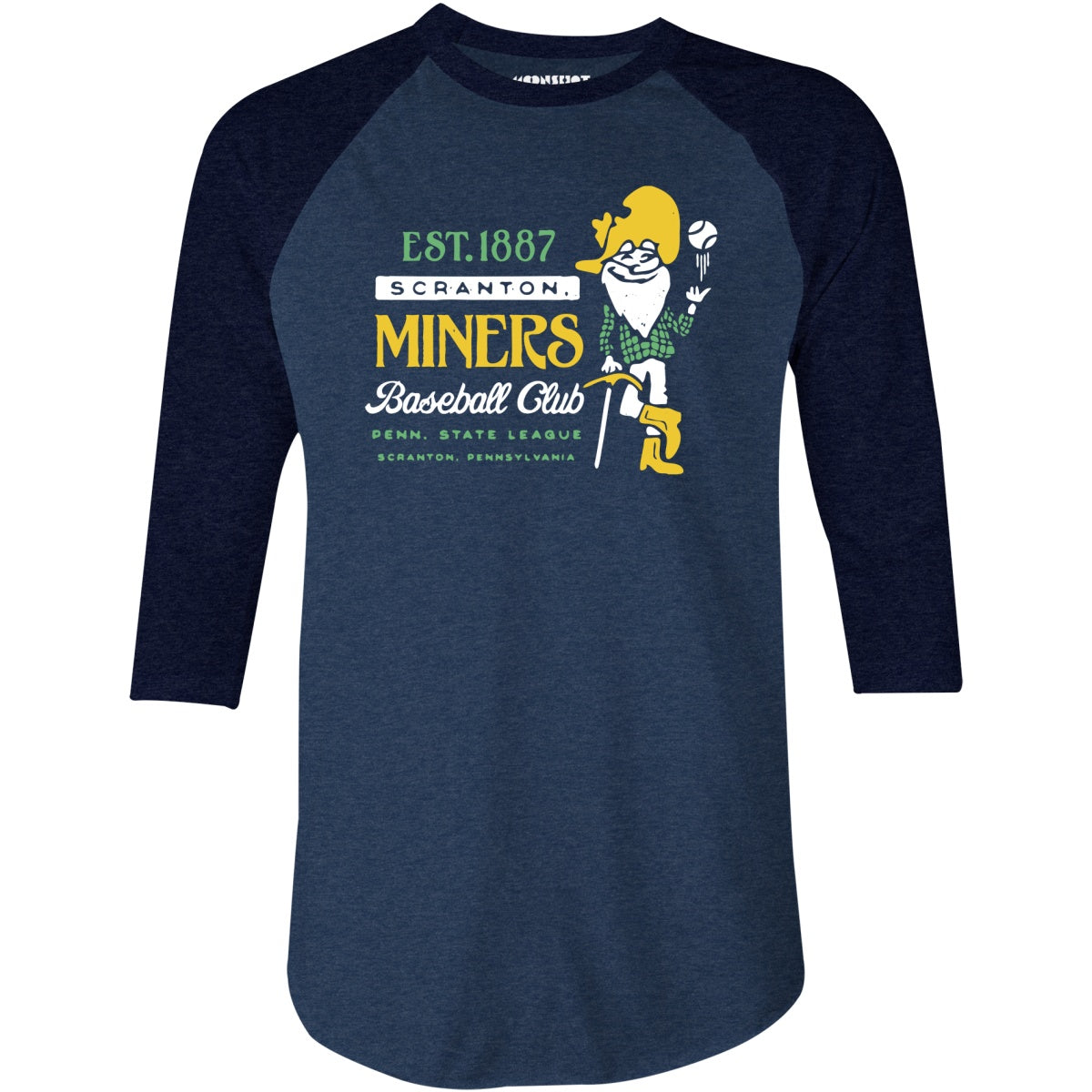 Scranton Miners - Pennsylvania - Vintage Defunct Baseball Teams - 3/4 Sleeve Raglan T-Shirt