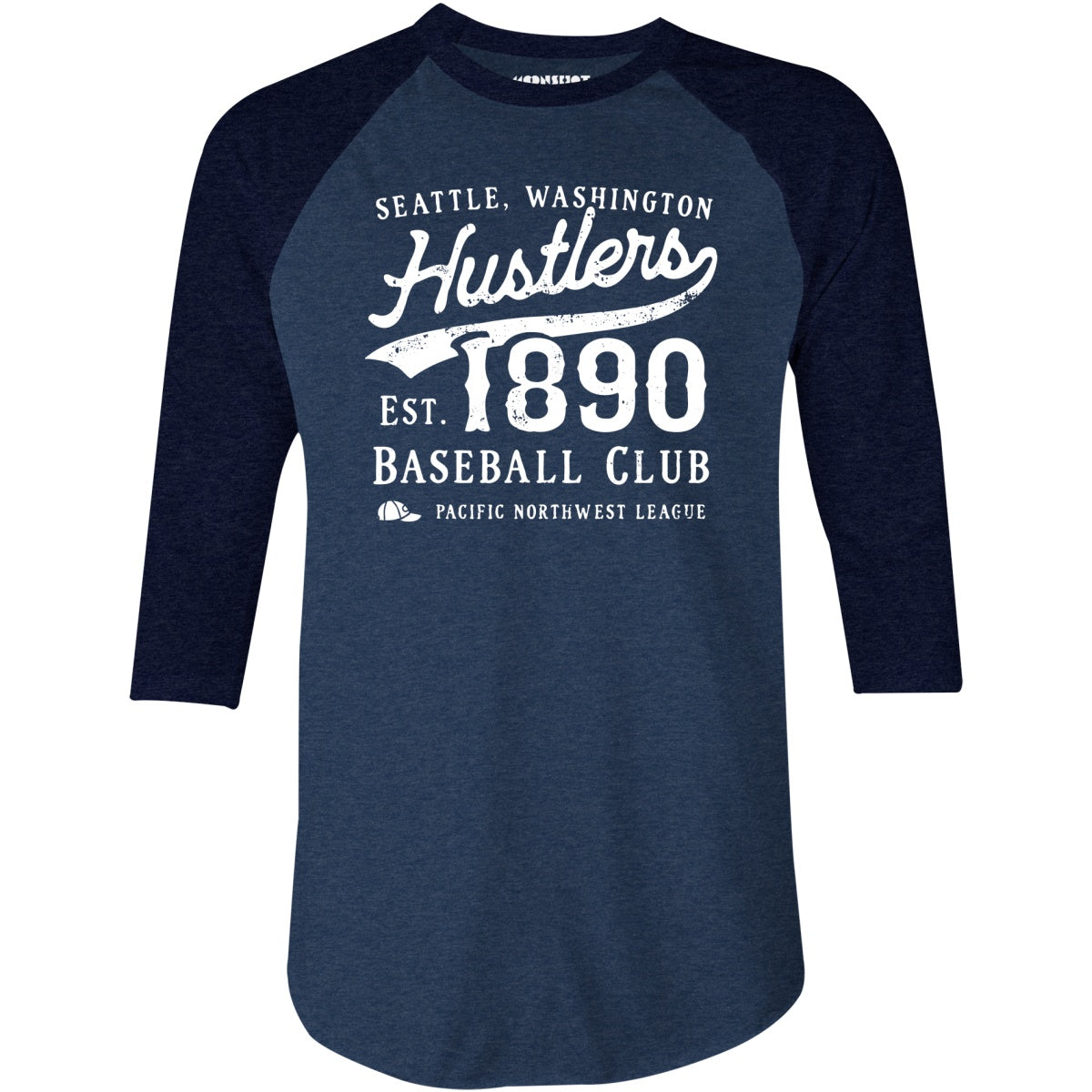 Seattle Hustlers - Washington - Vintage Defunct Baseball Teams - 3/4 Sleeve Raglan T-Shirt
