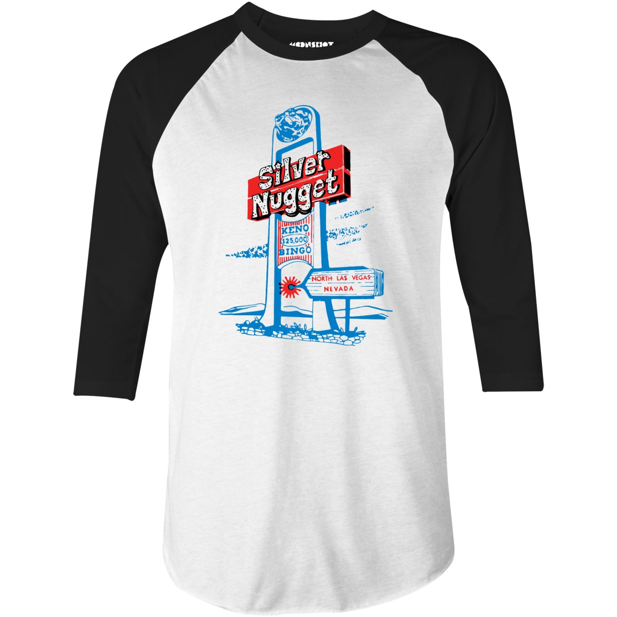 Silver Nugget - Vintage Las Vegas - 3/4 Sleeve Raglan T-Shirt