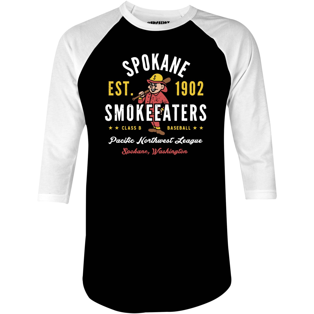 Spokane Smoke Eaters - Washington - Vintage Defunct Baseball Teams - 3/4 Sleeve Raglan T-Shirt