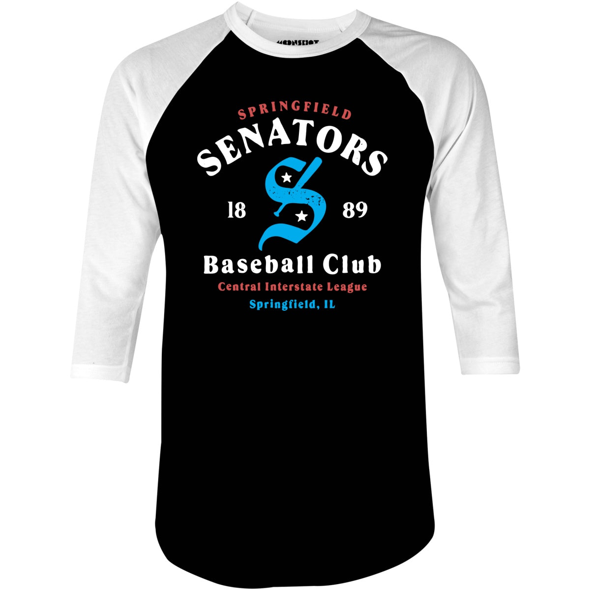 Springfield Senators - Illinois - Vintage Defunct Baseball Teams - 3/4 Sleeve Raglan T-Shirt