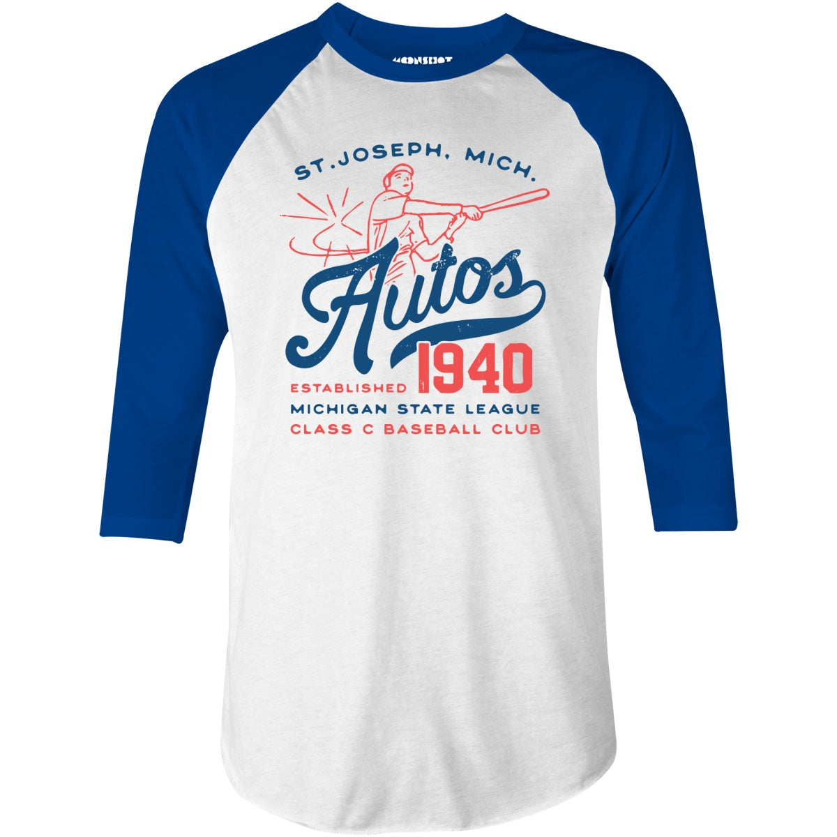 St. Joseph Autos - Michigan - Vintage Defunct Baseball Teams - 3/4 Sleeve Raglan T-Shirt