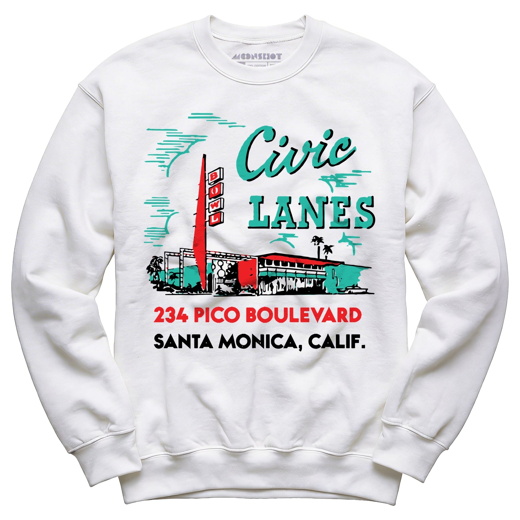 Civic Lanes - Santa Monica, CA - Vintage Bowling Alley - Unisex Sweatshirt