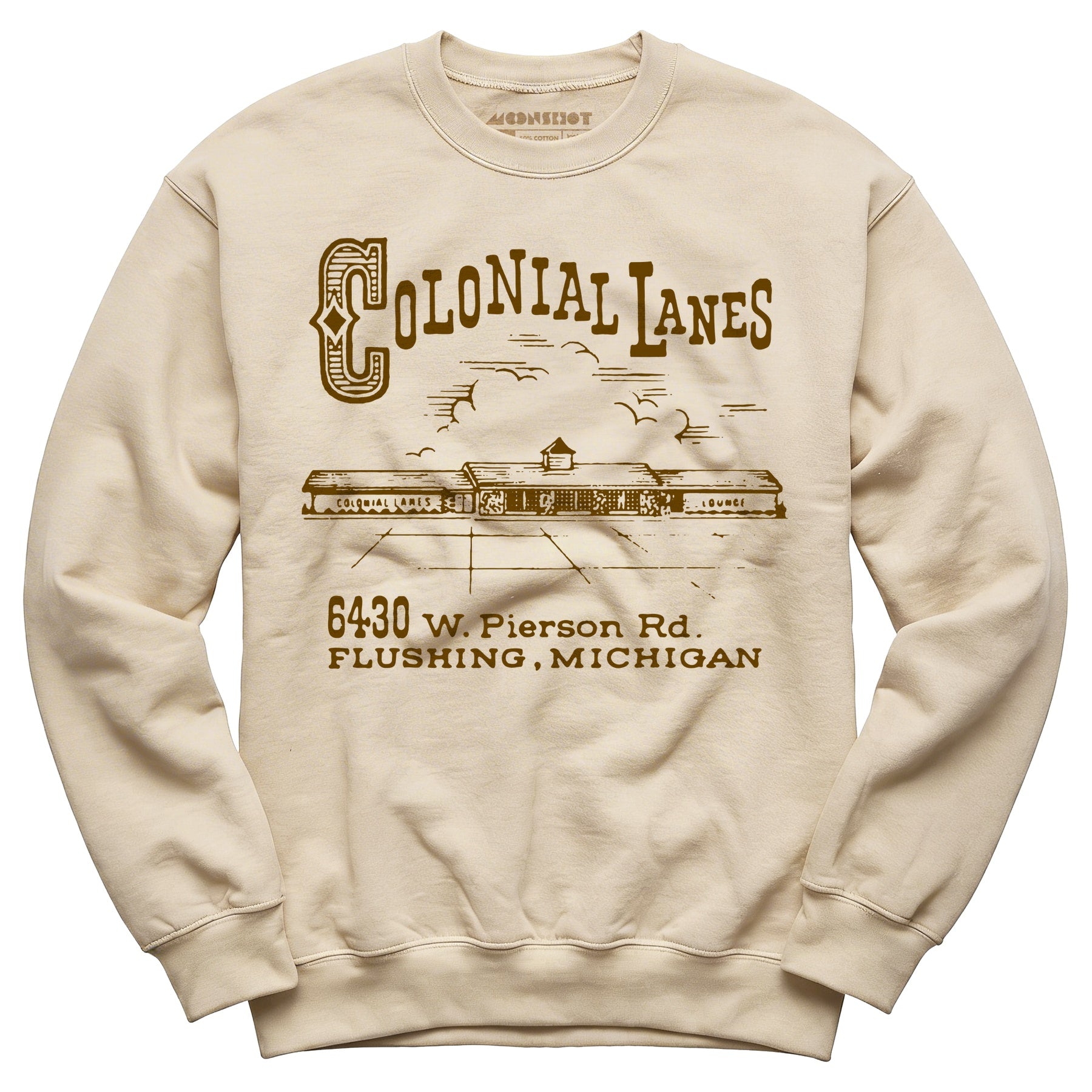 Colonial Lanes - Flushing, MI - Vintage Bowling Alley - Unisex Sweatshirt