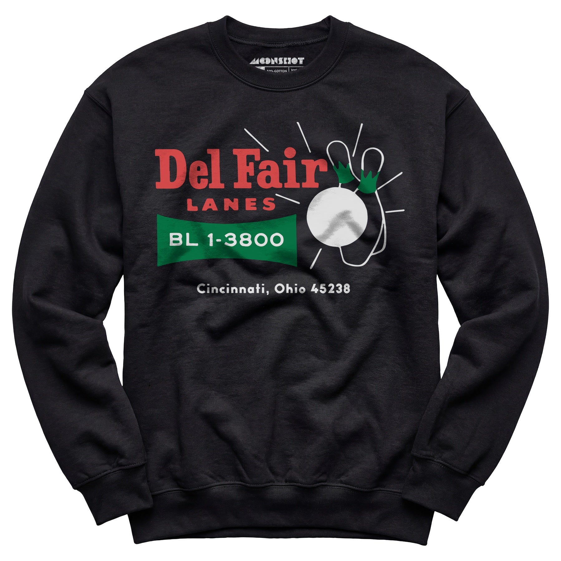 Del Fair Lanes v2 - Cincinnati, OH - Vintage Bowling Alley - Unisex Sweatshirt