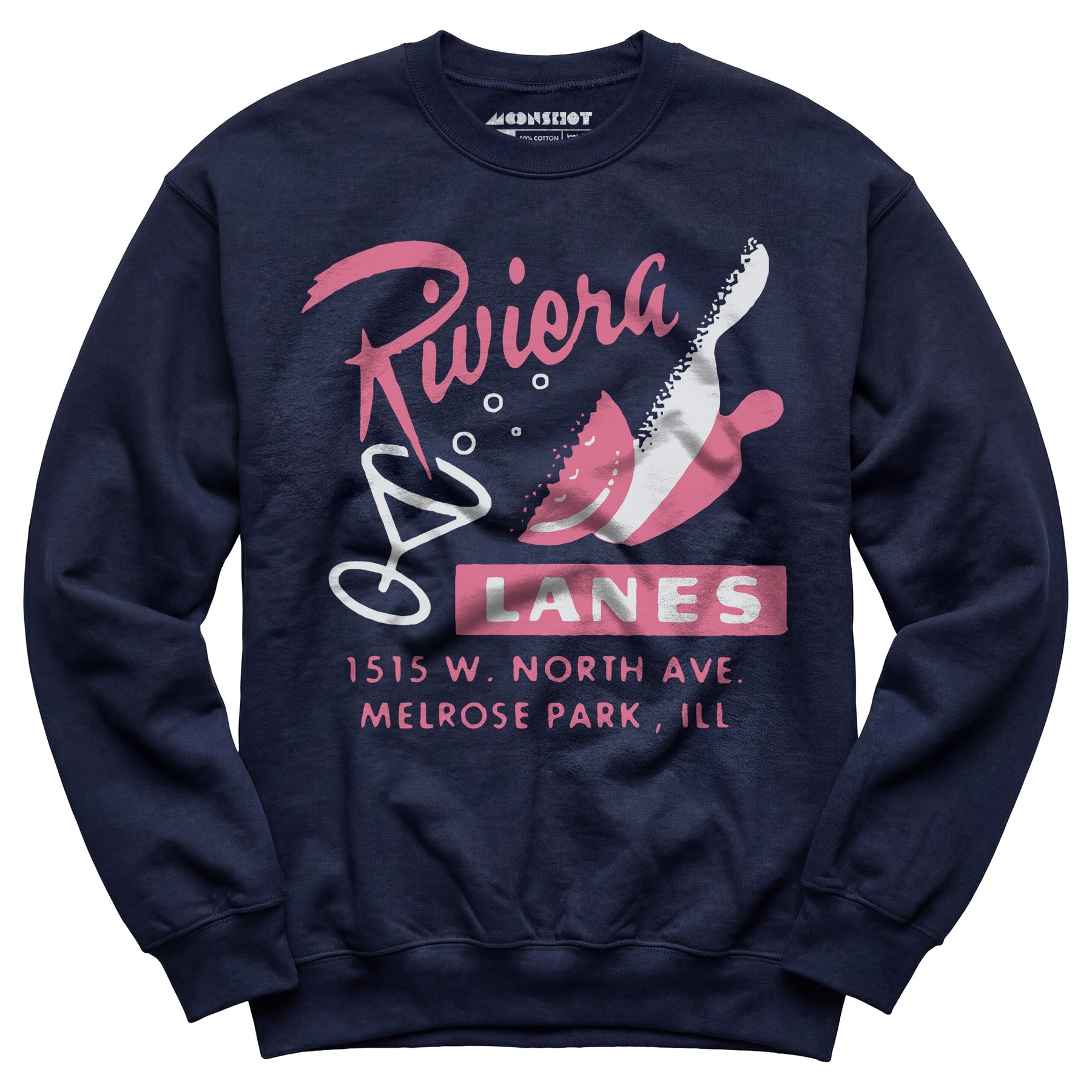 Riviera Lanes - Melrose Park, IL - Vintage Bowling Alley - Unisex Sweatshirt