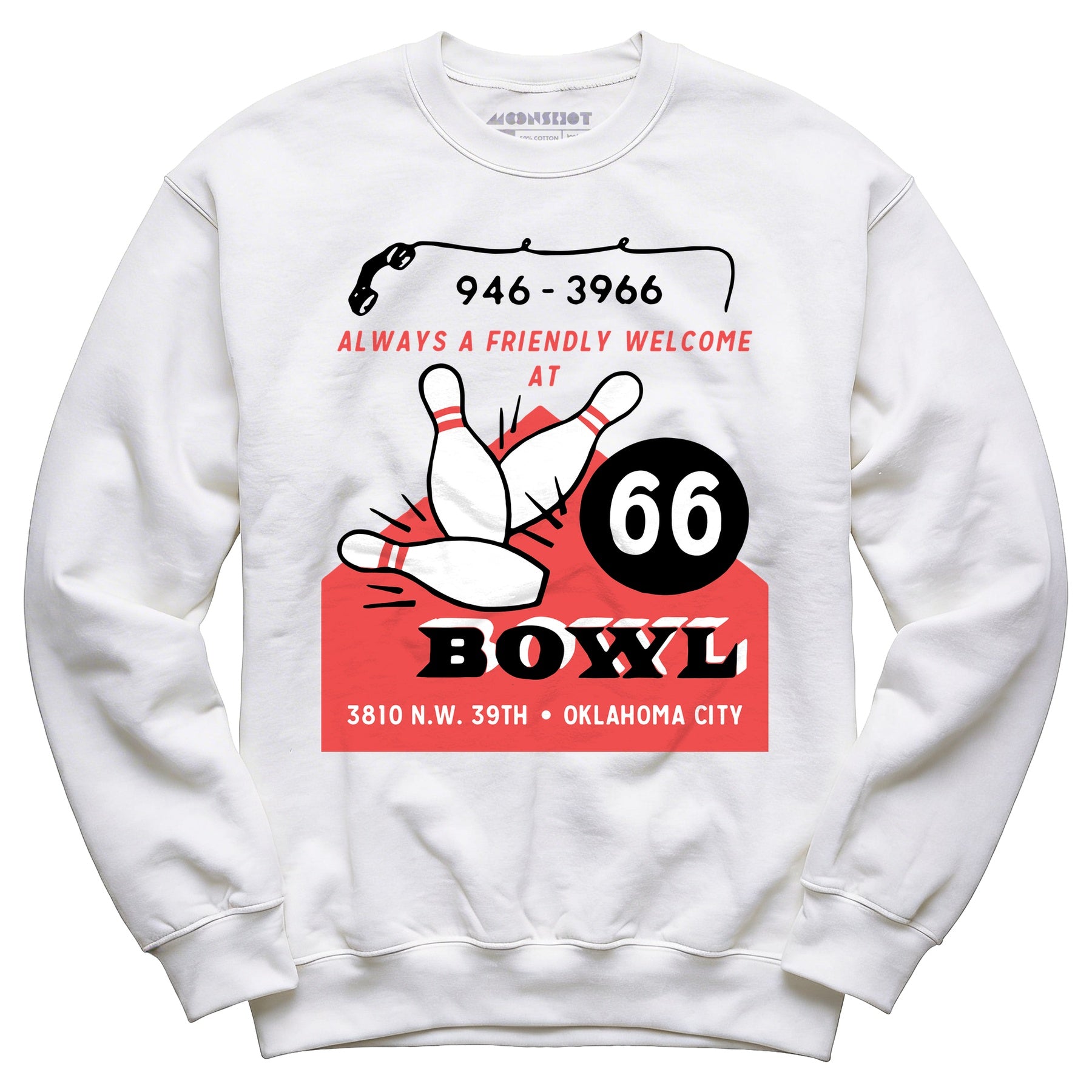 66 Bowl - Oklahoma City, OK - Vintage Bowling Alley - Unisex Sweatshirt