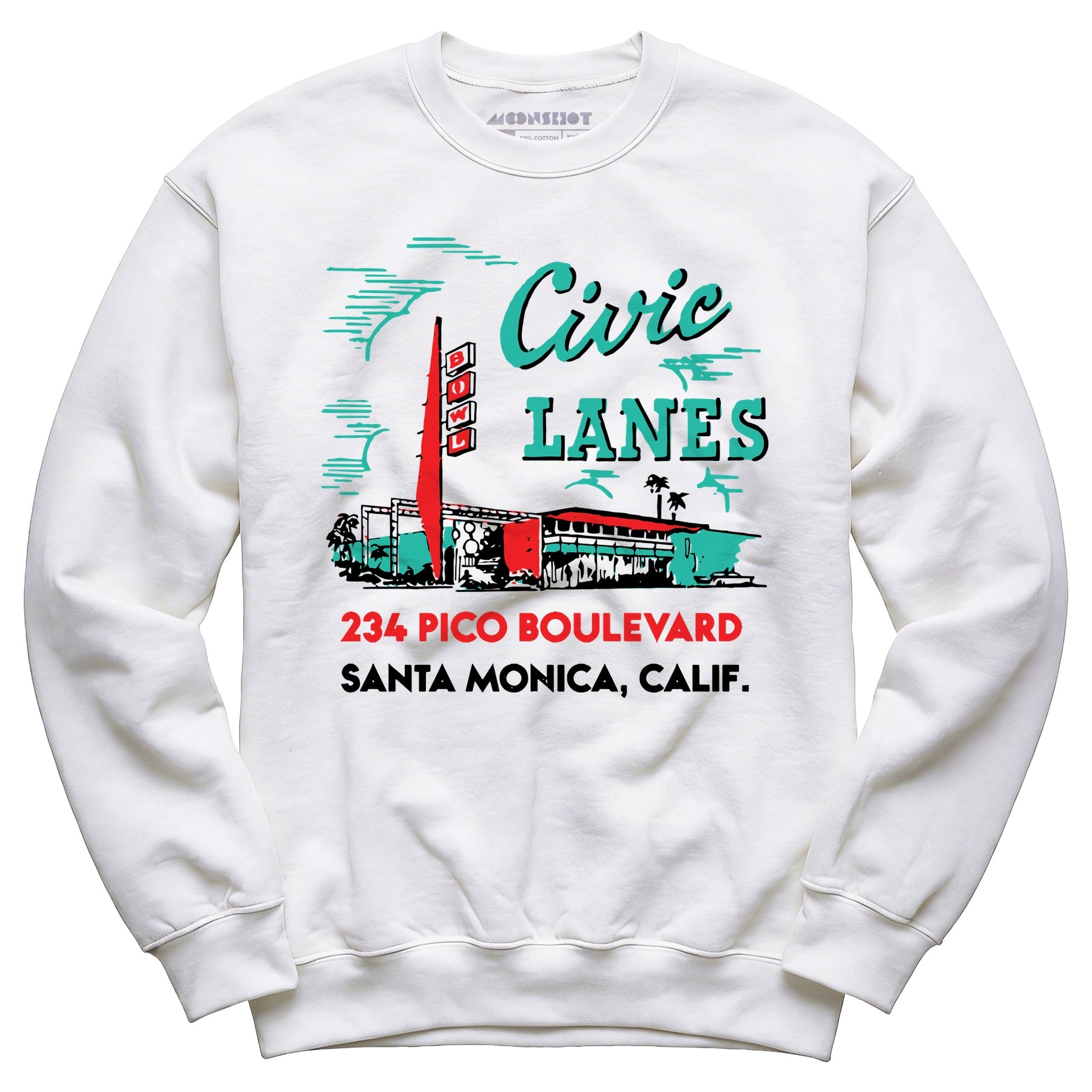 Civic Lanes - Santa Monica, CA - Vintage Bowling Alley - Unisex Sweatshirt