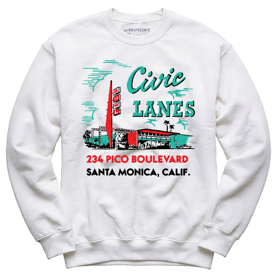 Civic Lanes - Santa Monica, CA - Vintage Bowling Alley - Unisex Sweatshirt