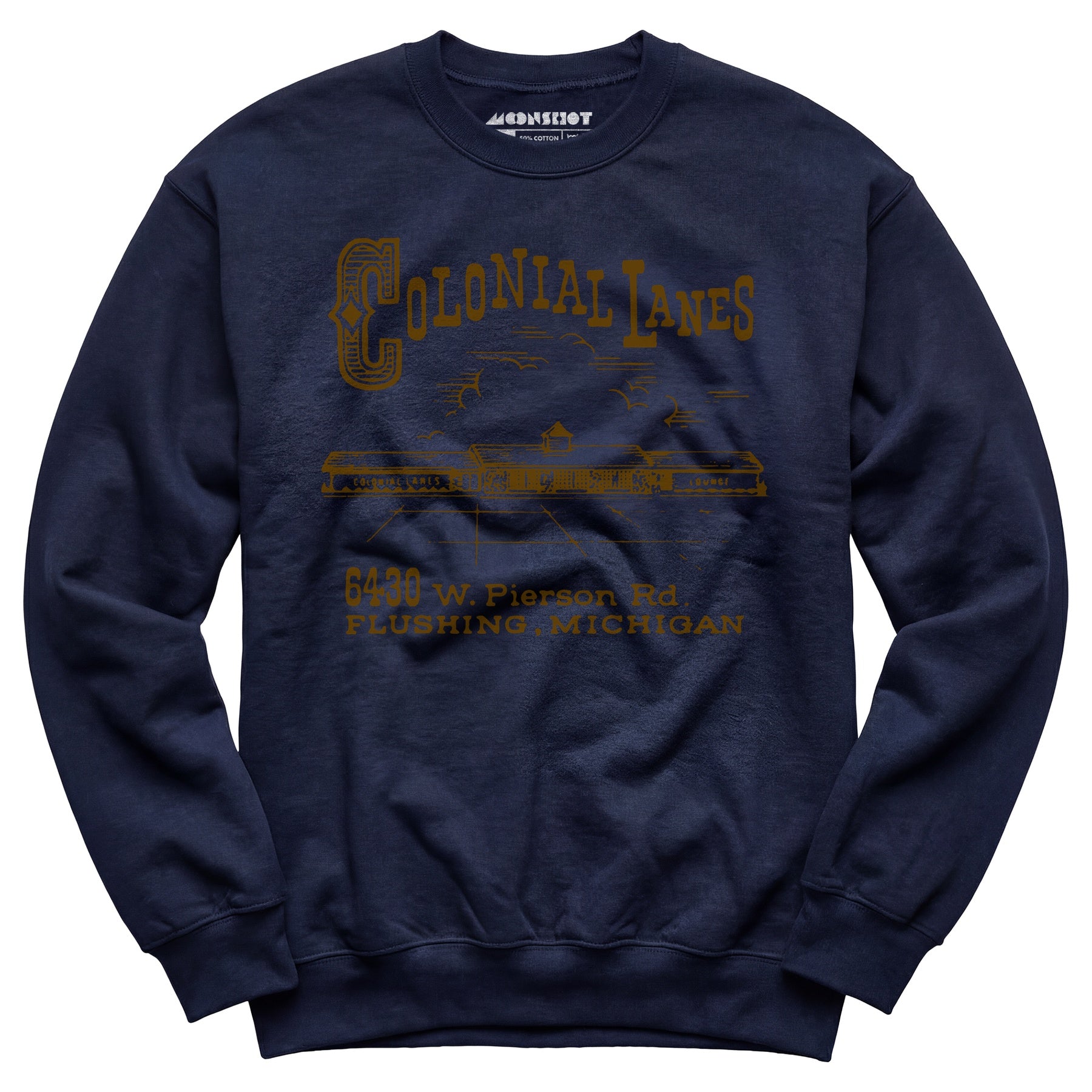 Colonial Lanes - Flushing, MI - Vintage Bowling Alley - Unisex Sweatshirt