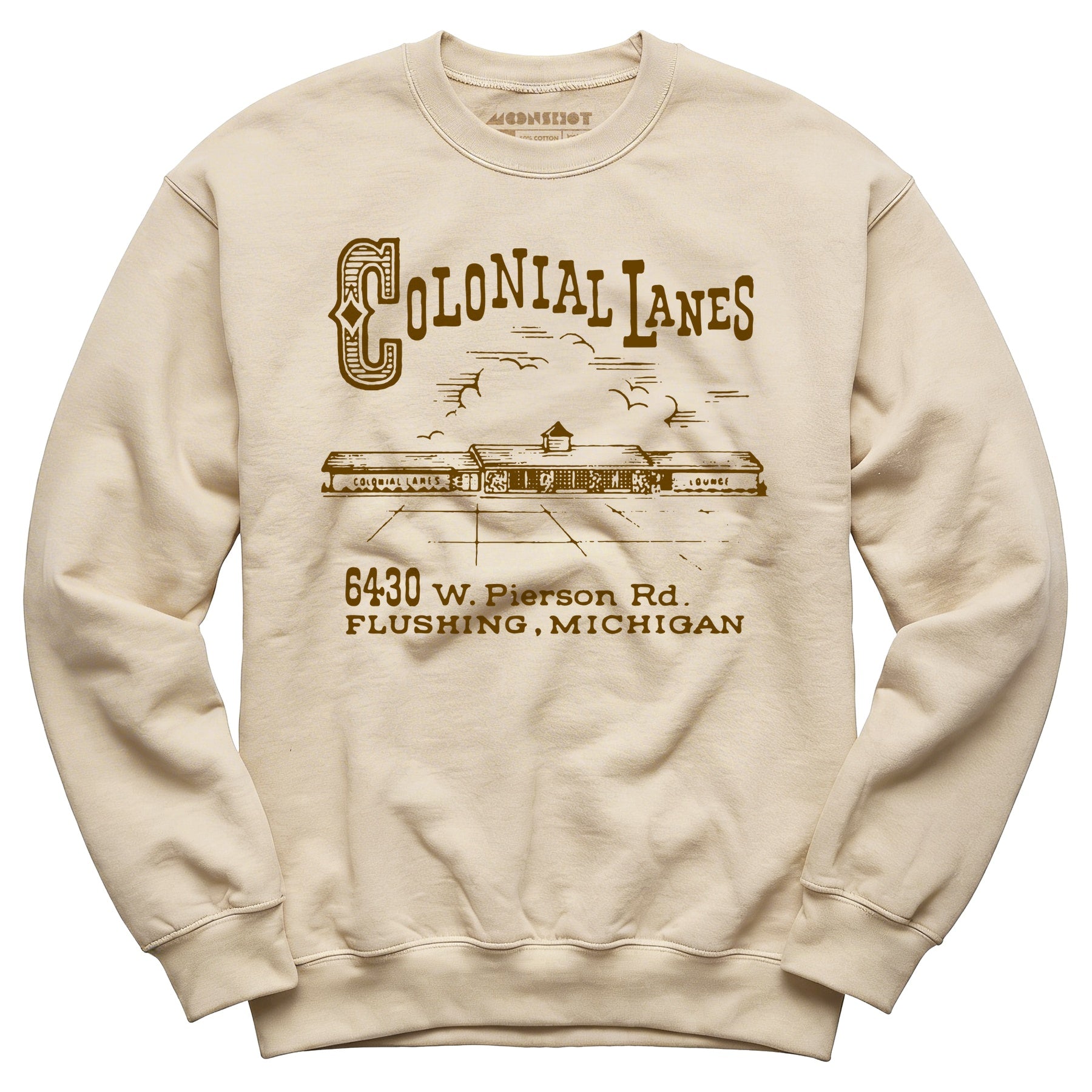 Colonial Lanes - Flushing, MI - Vintage Bowling Alley - Unisex Sweatshirt