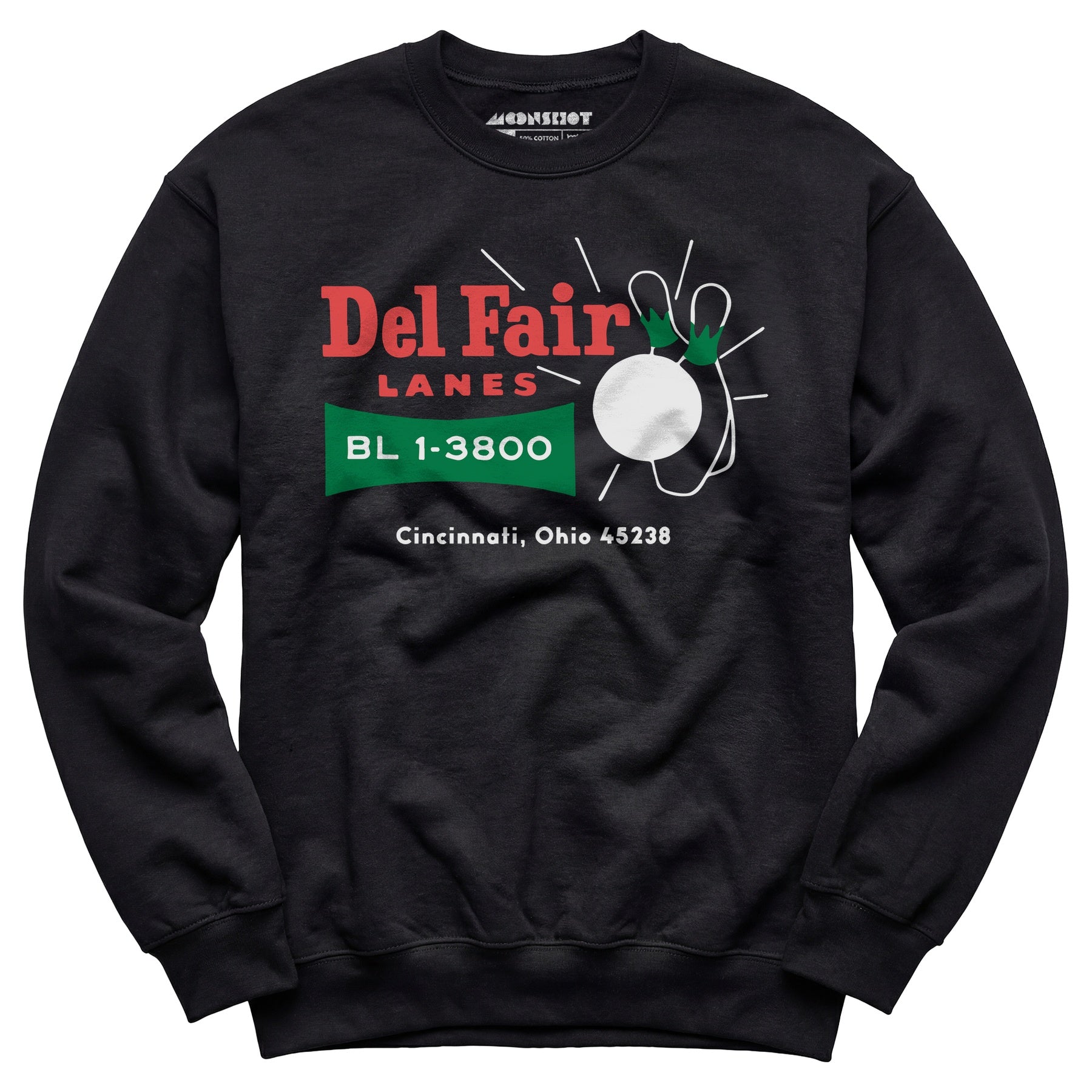 Del Fair Lanes v2 - Cincinnati, OH - Vintage Bowling Alley - Unisex Sweatshirt