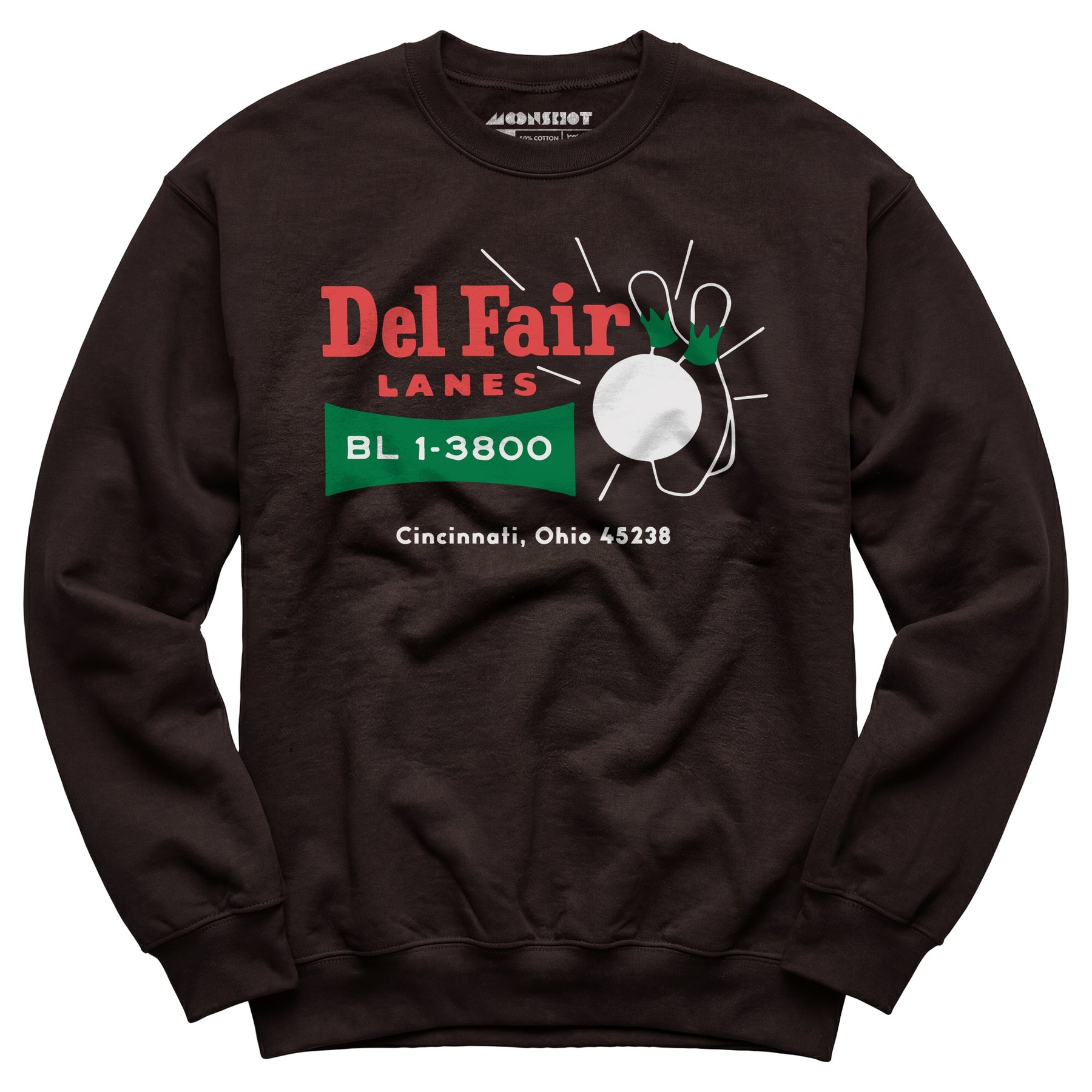 Del Fair Lanes v2 - Cincinnati, OH - Vintage Bowling Alley - Unisex Sweatshirt