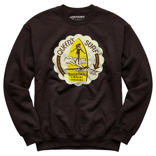 Queen's Surf - Waikiki, HI - Vintage Tiki Bar - Unisex Sweatshirt