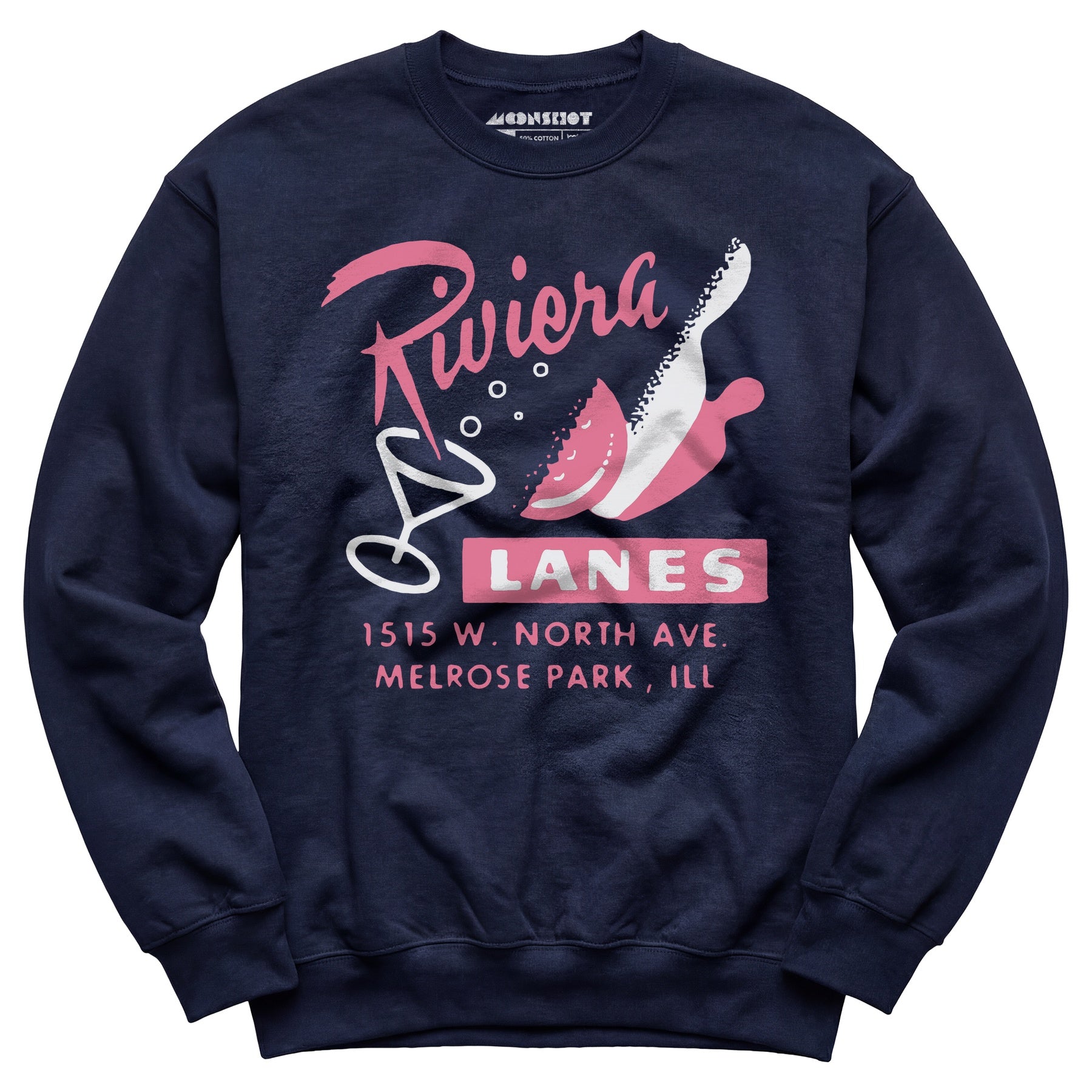 Riviera Lanes - Melrose Park, IL - Vintage Bowling Alley - Unisex Sweatshirt