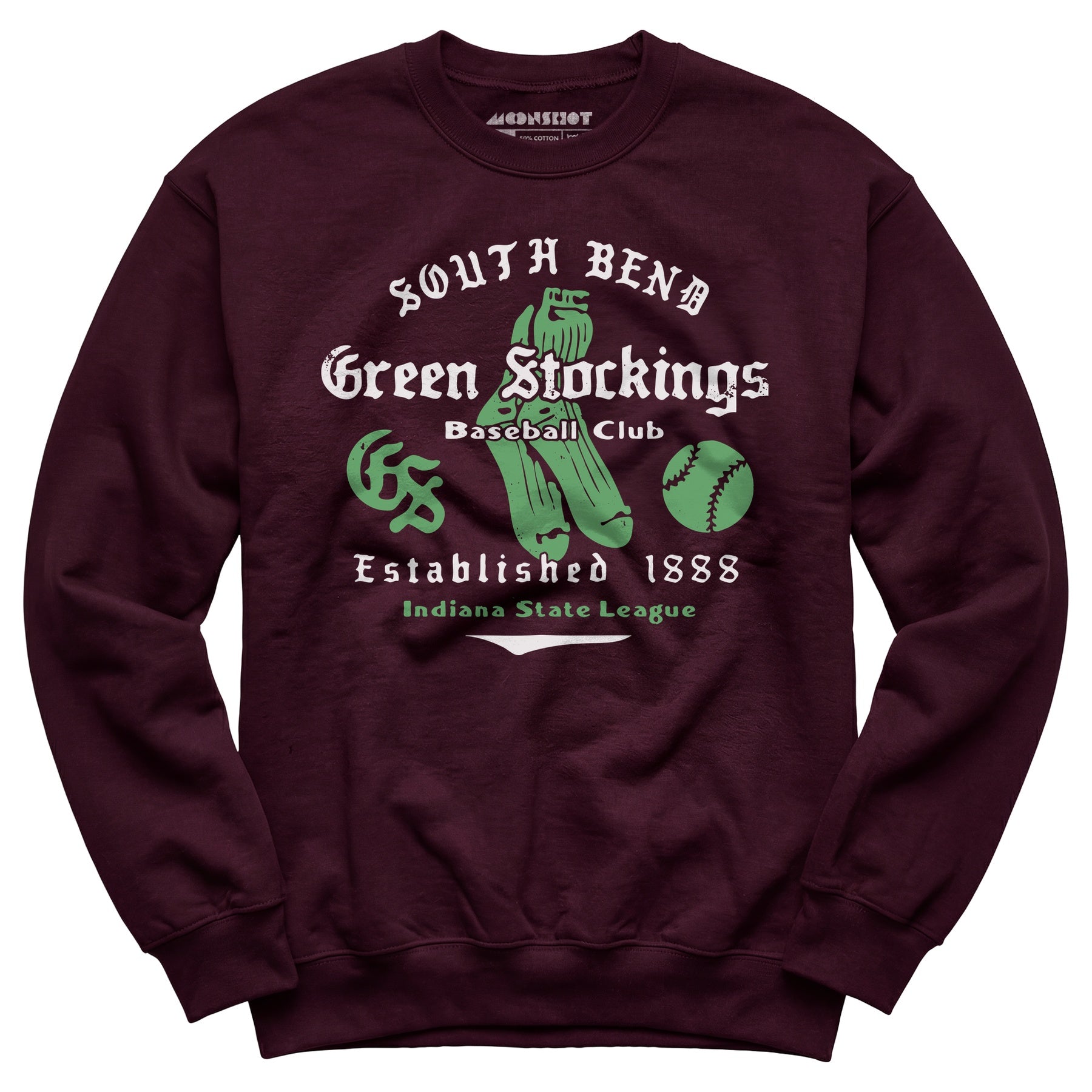 South Bend Green Stockings - Indiana - Vintage Defunct Baseball Teams - Unisex Sweatshirt