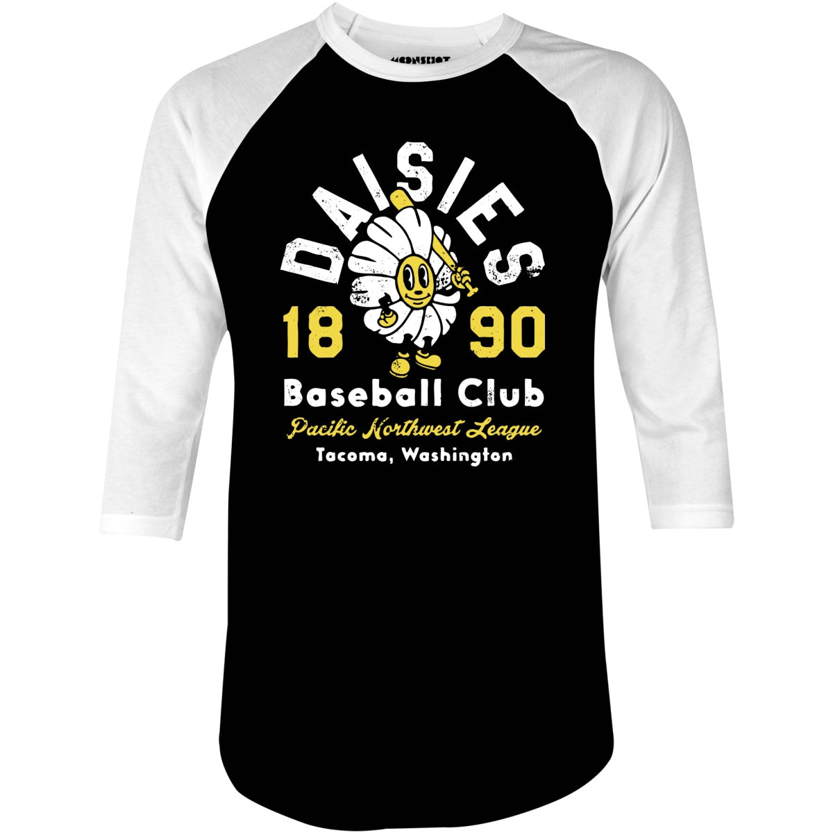 Tacoma Daisies - Washington - Vintage Defunct Baseball Teams - 3/4 Sleeve Raglan T-Shirt