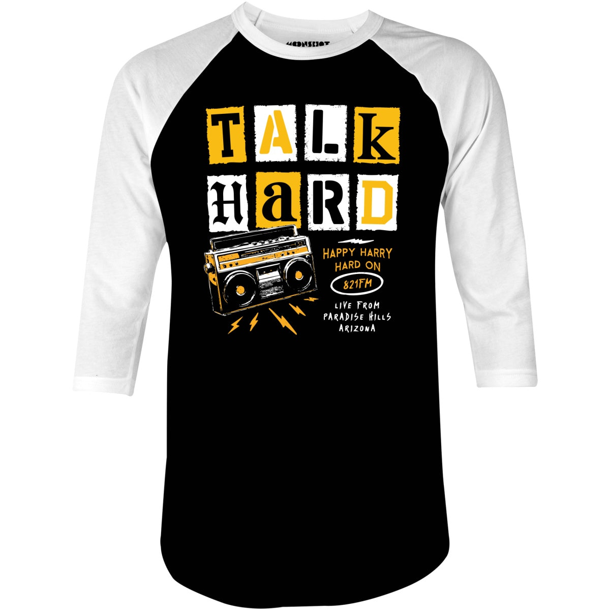 Talk Hard - Pump Up the Volume - 3/4 Sleeve Raglan T-Shirt