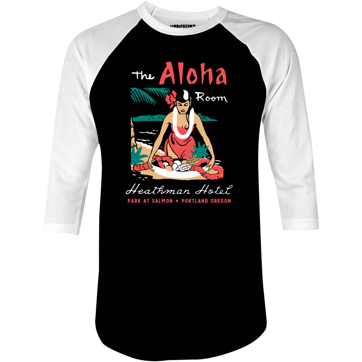 The Aloha Room - Portland, OR - Vintage Tiki Bar - 3/4 Sleeve Raglan T-Shirt