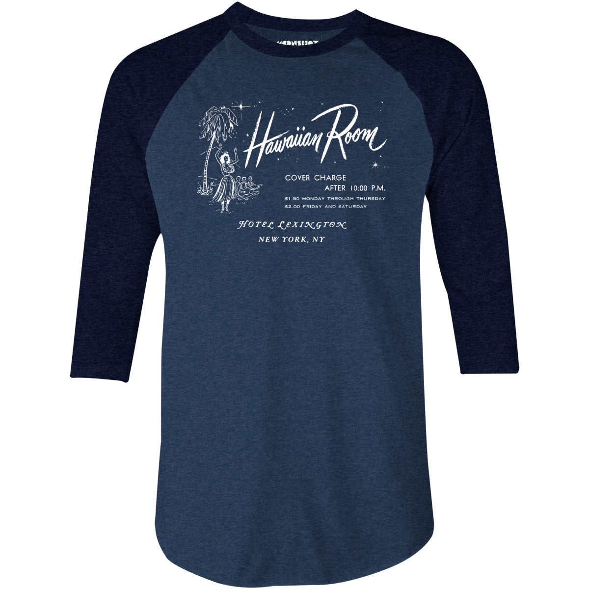 The Hawaiian Room Lexington Hotel - New York, NY - Vintage Tiki Bar - 3/4 Sleeve Raglan T-Shirt