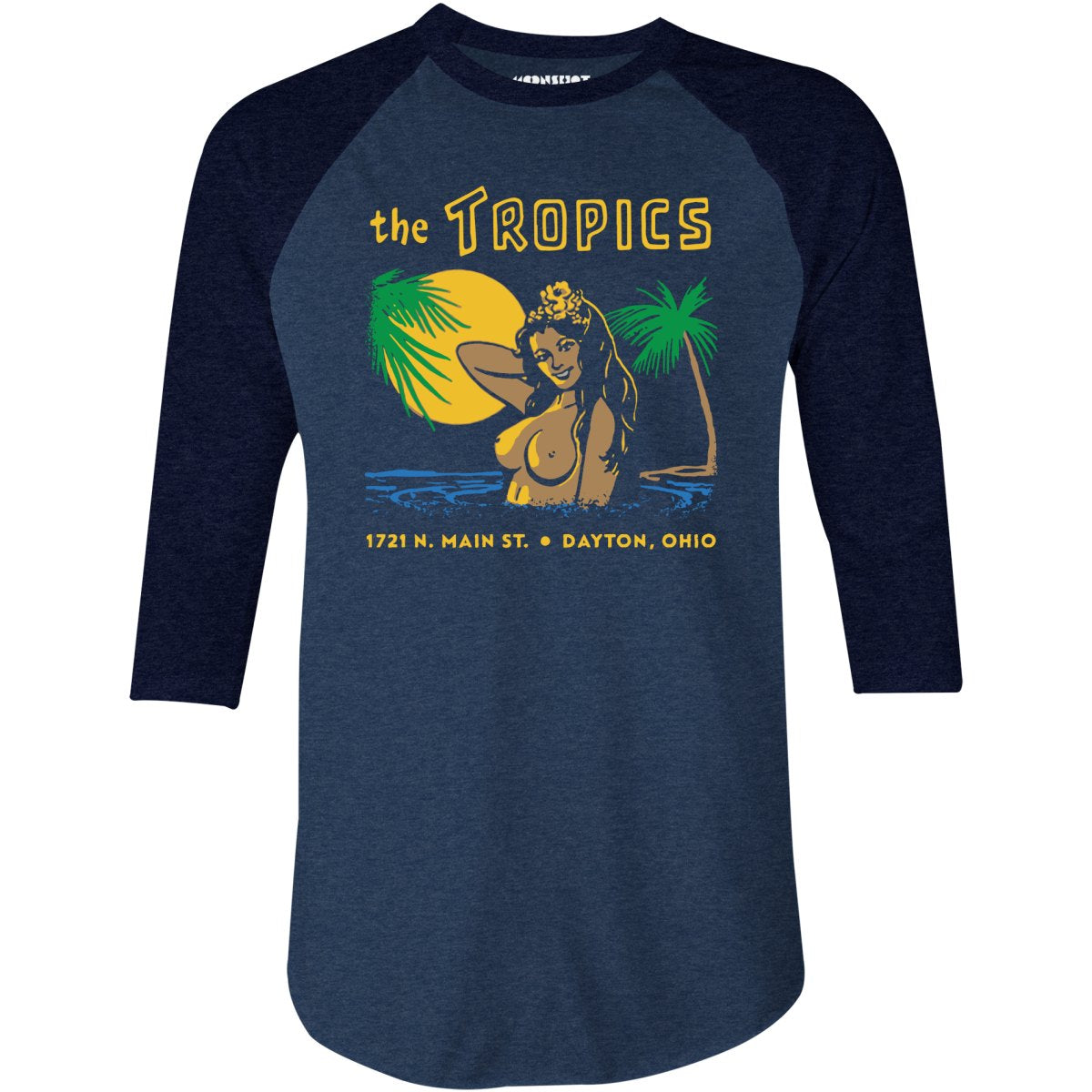 The Tropics - Dayton, OH - Vintage Tiki Bar - 3/4 Sleeve Raglan T-Shirt