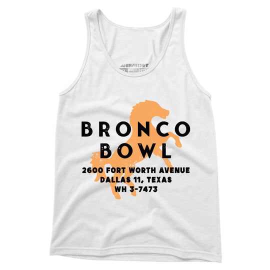 Bronco Bowl - Dallas, TX - Vintage Bowling Alley - Unisex Tank Top