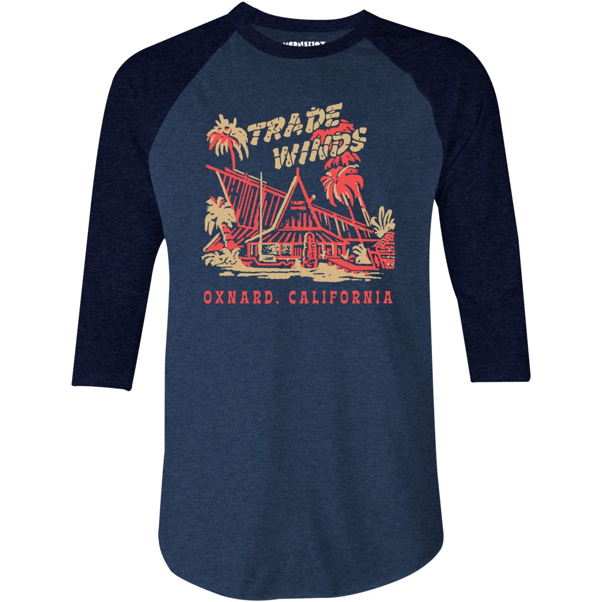 Trade Winds - Oxnard, CA - Vintage Tiki Bar - 3/4 Sleeve Raglan T-Shirt