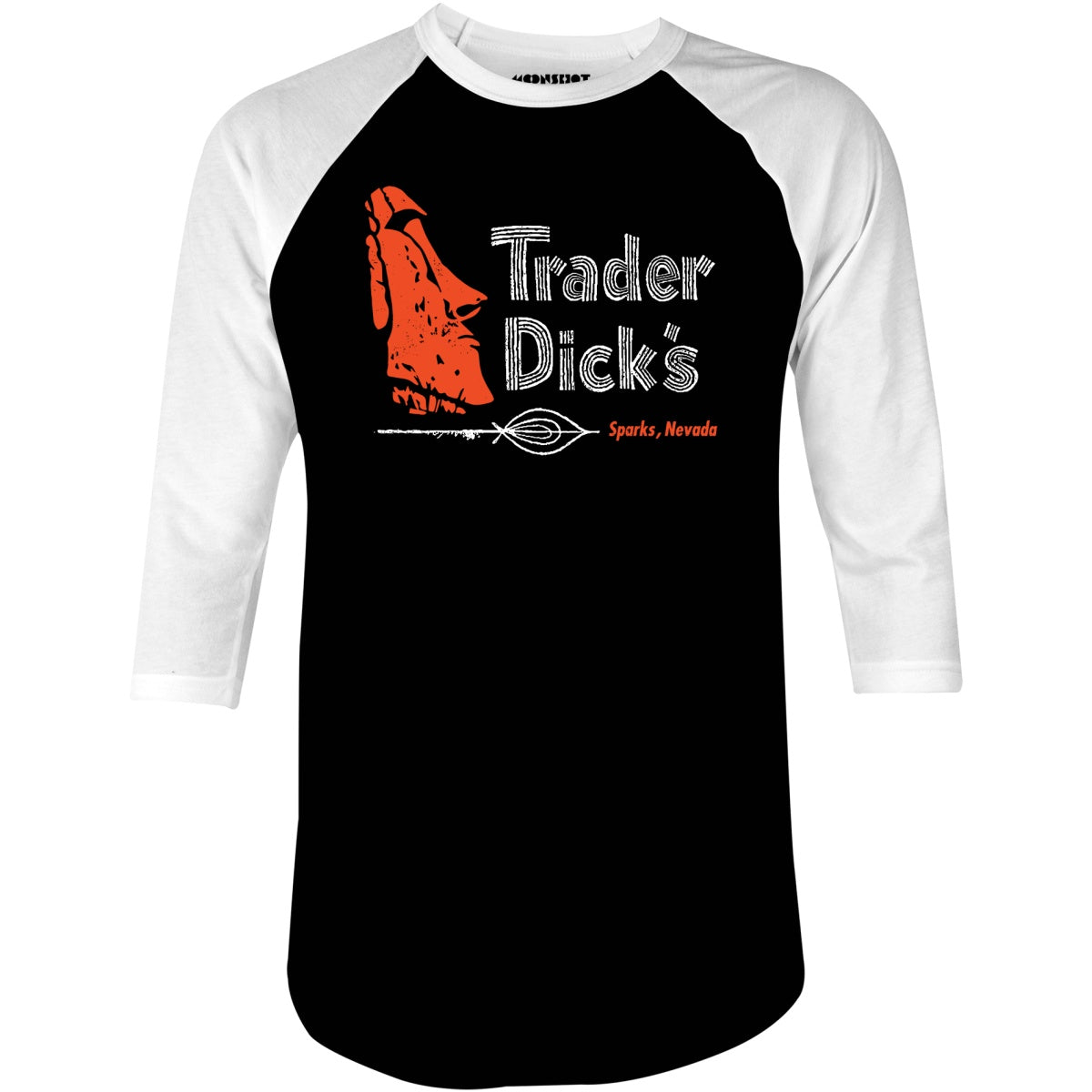 Trader Dick's - Sparks, NV - Vintage Tiki Bar - 3/4 Sleeve Raglan T-Shirt