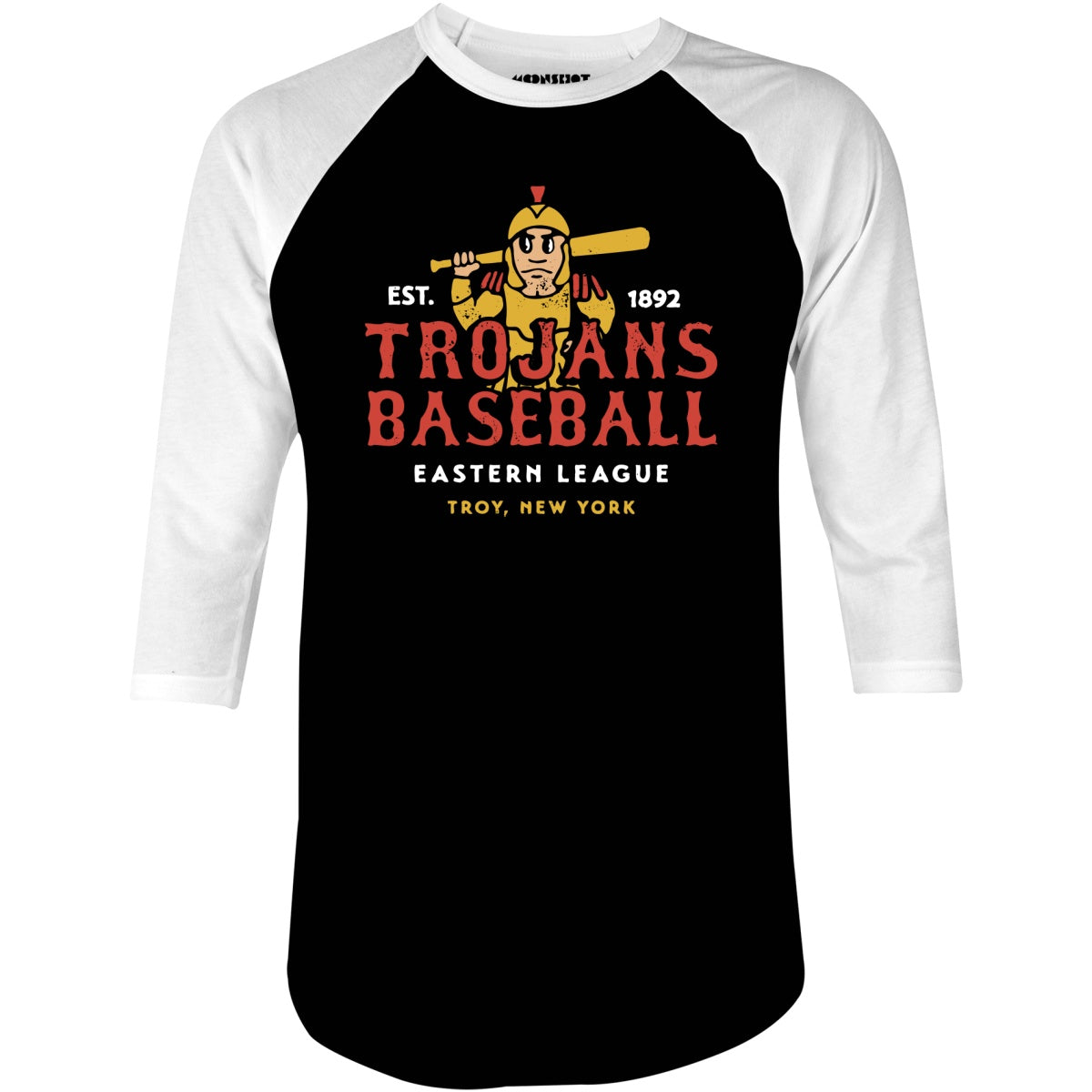 Troy Trojans - New York - Vintage Defunct Baseball Teams - 3/4 Sleeve Raglan T-Shirt