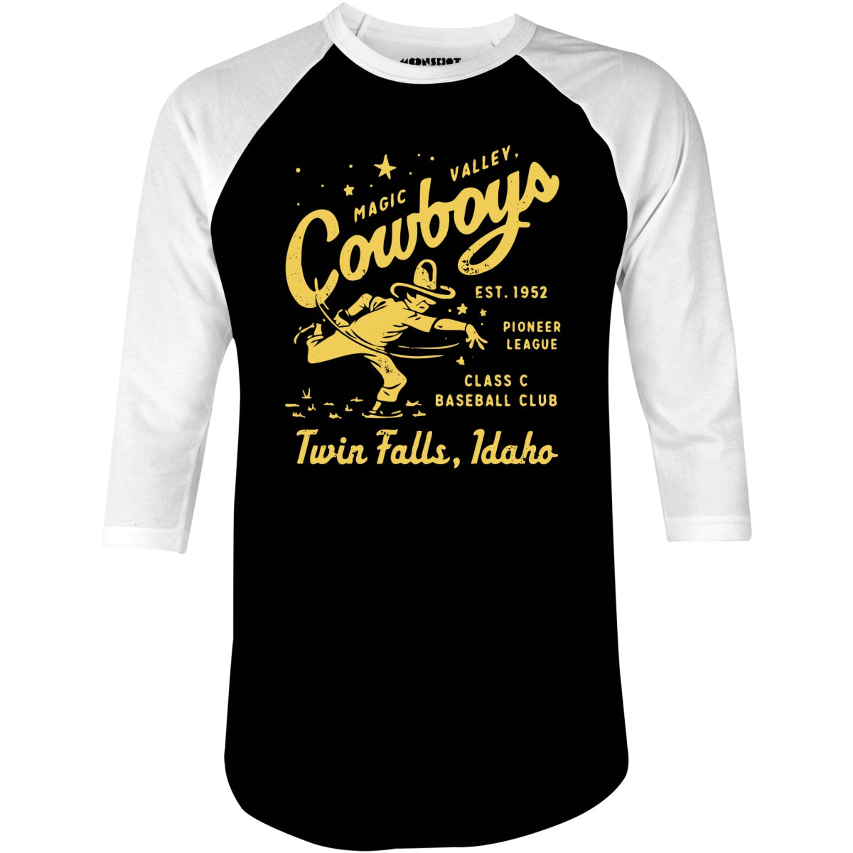 Twin Falls Magic Valley Cowboys - Idaho - Vintage Defunct Baseball Teams - 3/4 Sleeve Raglan T-Shirt
