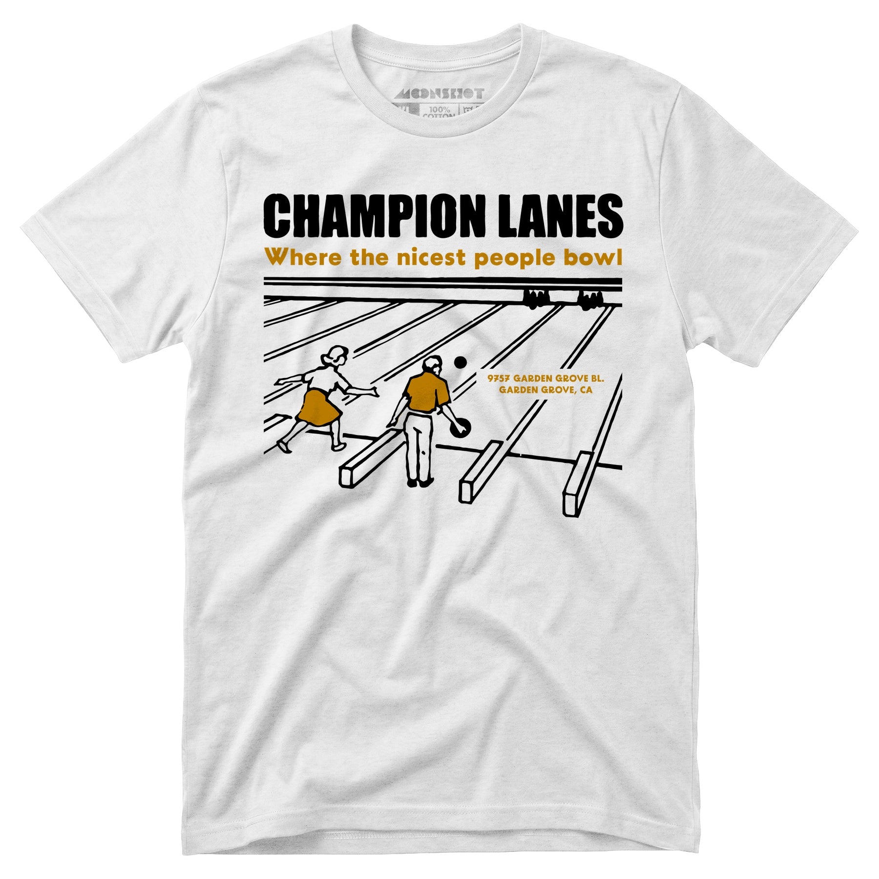 Champion Lanes - Garden Grove, CA - Vintage Bowling Alley - Unisex T-Shirt