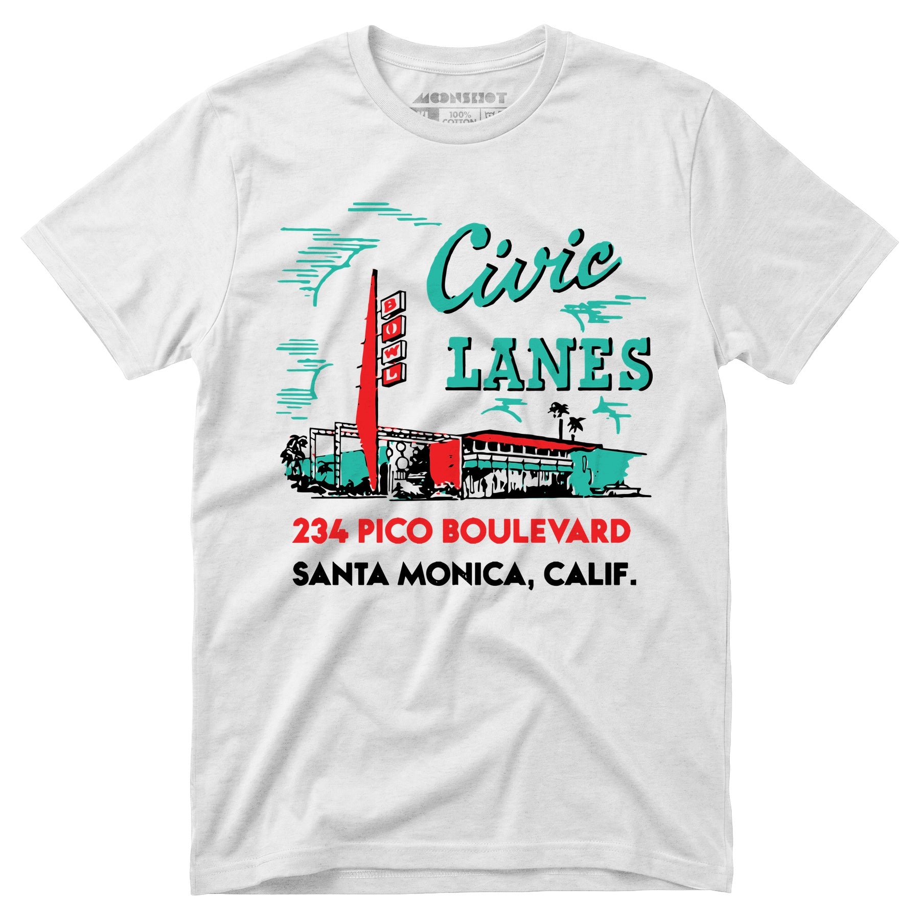 Civic Lanes - Santa Monica, CA - Vintage Bowling Alley - Unisex T-Shirt