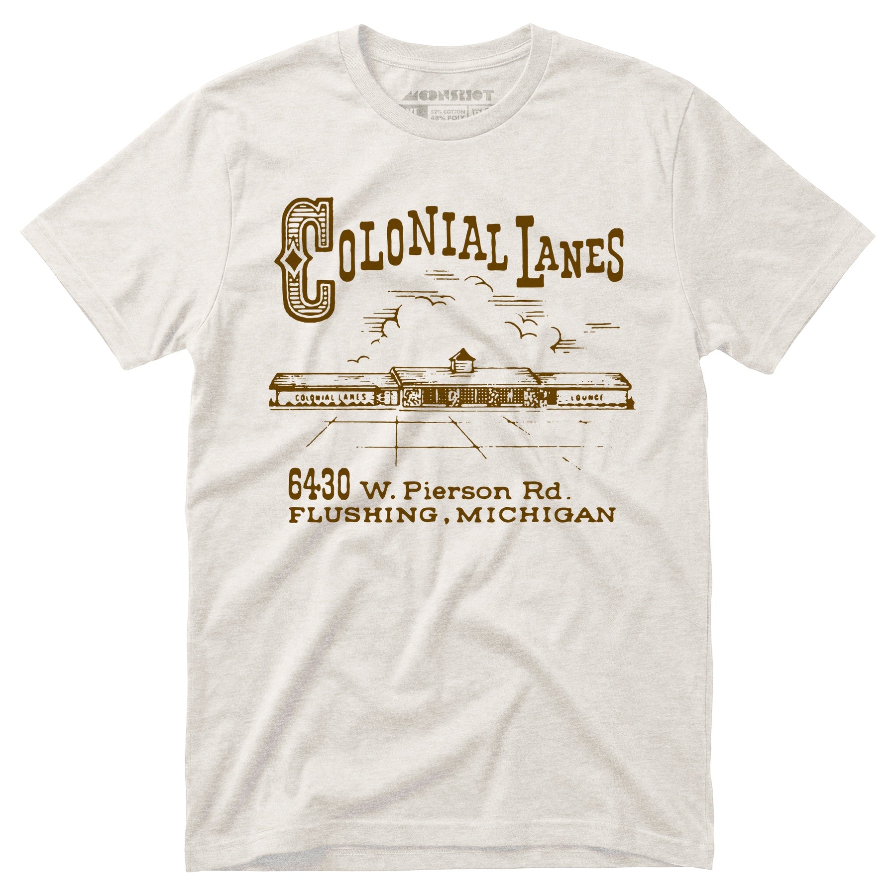 Colonial Lanes - Flushing, MI - Vintage Bowling Alley - Unisex T-Shirt