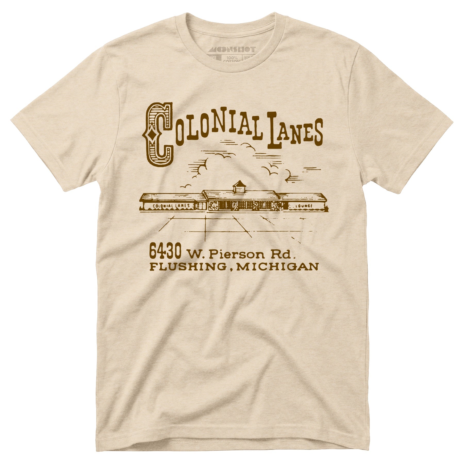 Colonial Lanes - Flushing, MI - Vintage Bowling Alley - Unisex T-Shirt