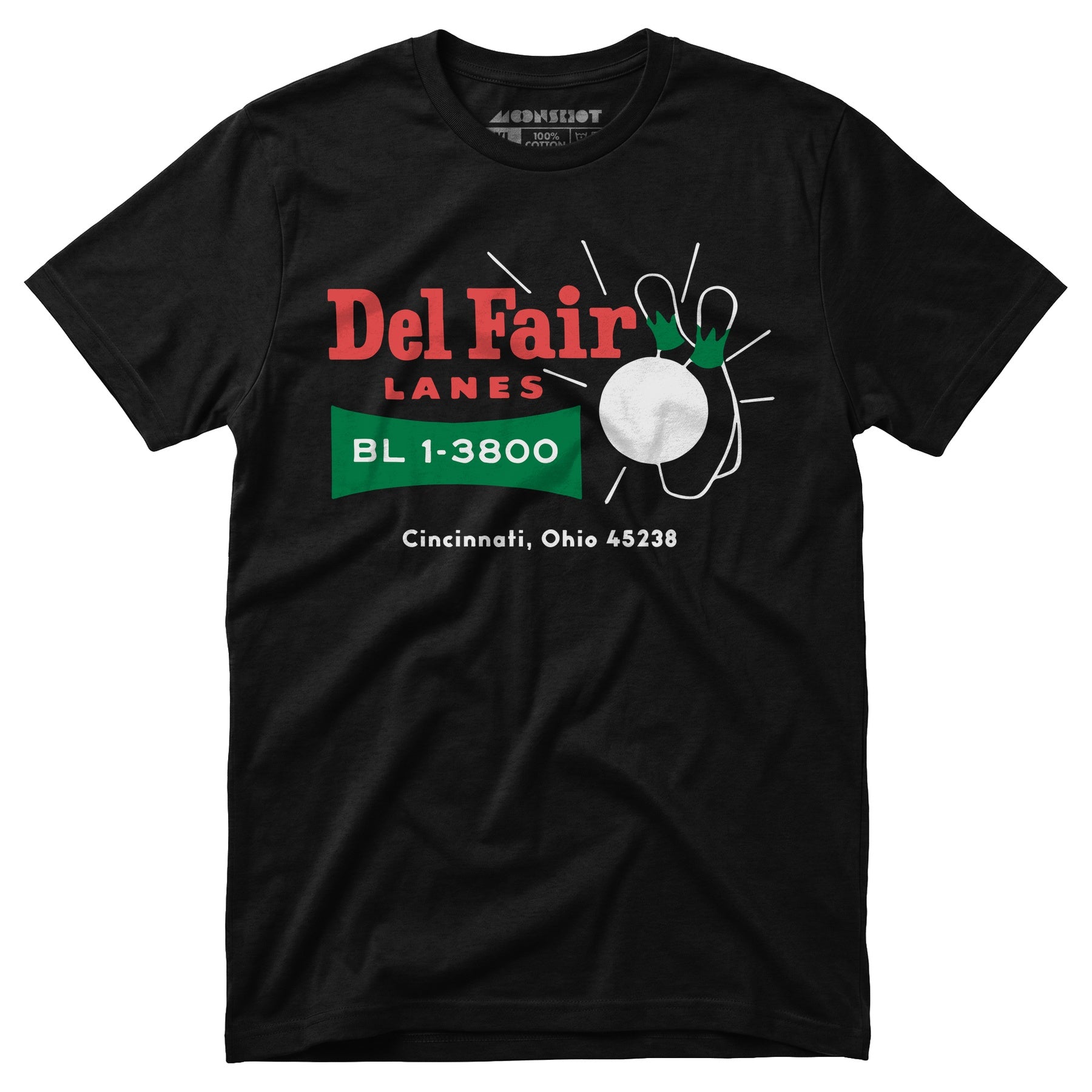 Del Fair Lanes v2 - Cincinnati, OH - Vintage Bowling Alley - Unisex T-Shirt