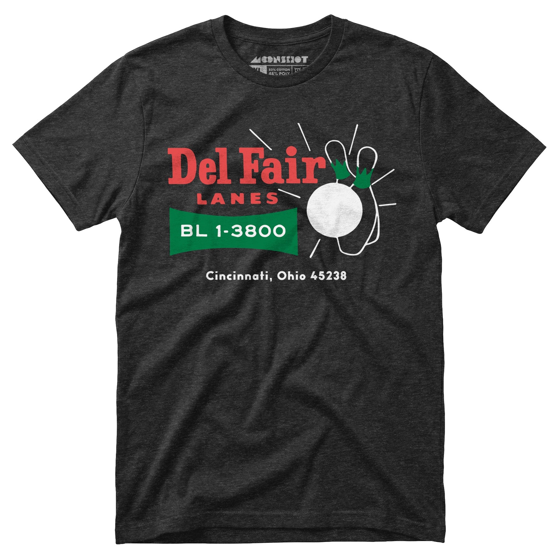 Del Fair Lanes v2 - Cincinnati, OH - Vintage Bowling Alley - Unisex T-Shirt