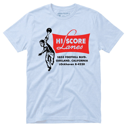 Hi Score Lanes - Oakland, CA - Vintage Bowling Alley - Unisex T-Shirt
