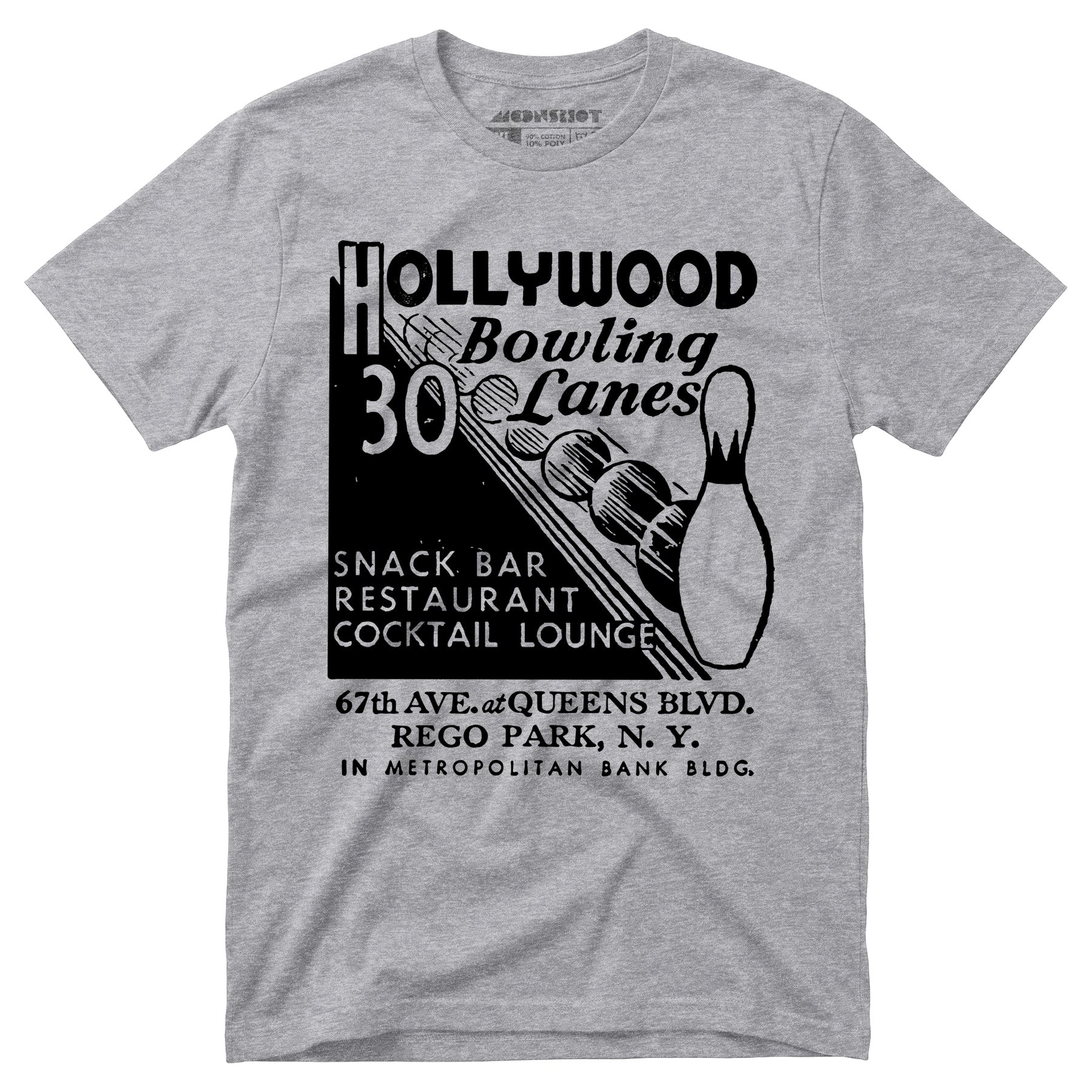 Hollywood Bowling Lanes - Rego Park, NY - Vintage Bowling Alley - Unisex T-Shirt