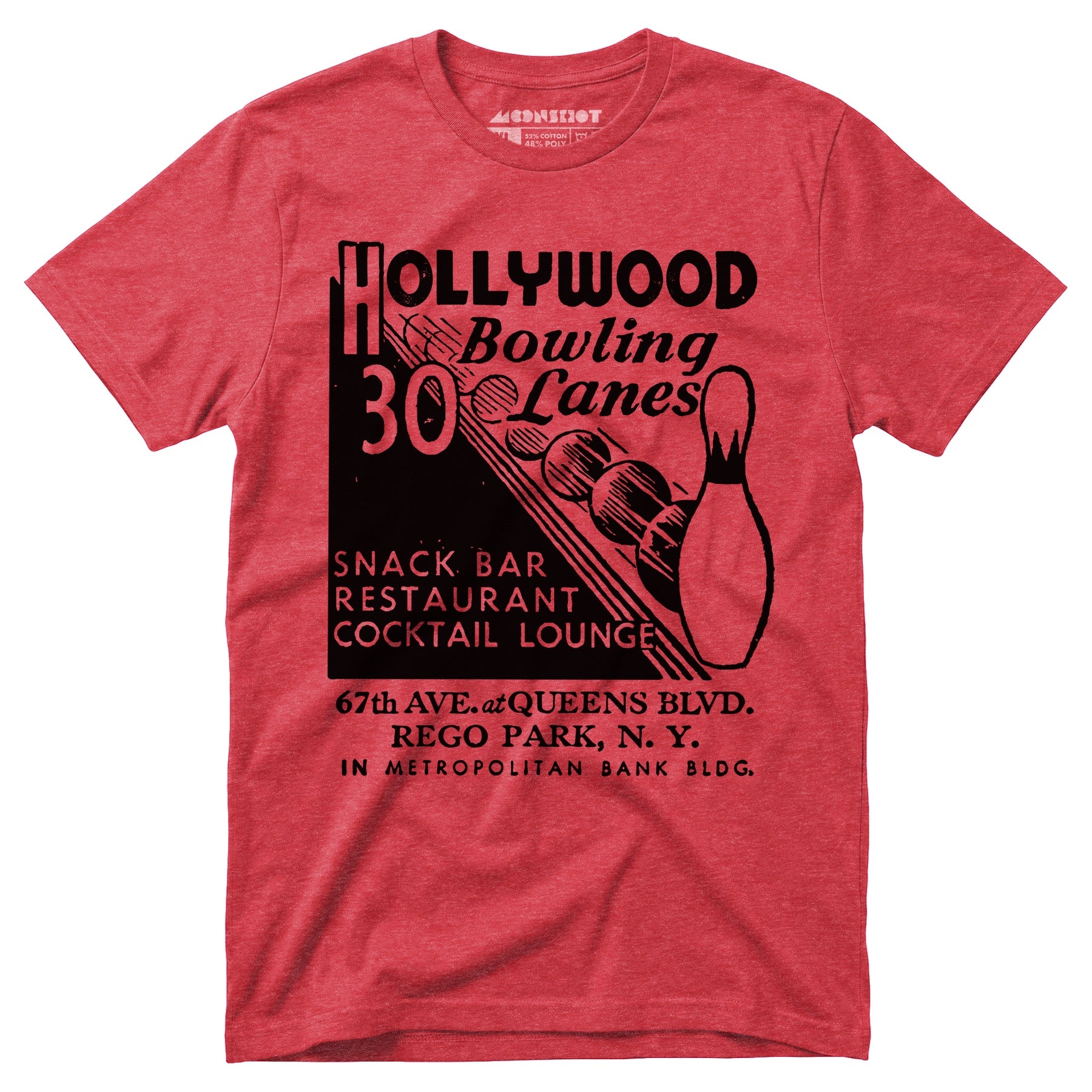 Hollywood Bowling Lanes - Rego Park, NY - Vintage Bowling Alley - Unisex T-Shirt