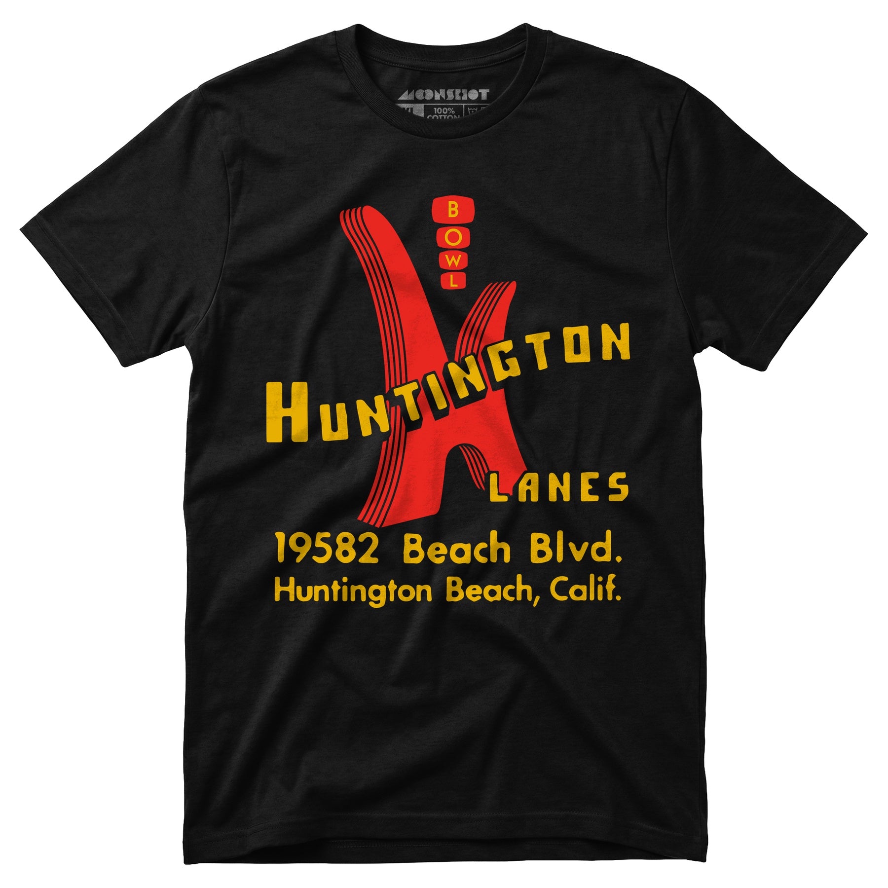 Huntington Lanes - Huntington Beach, CA - Vintage Bowling Alley - Unisex T-Shirt
