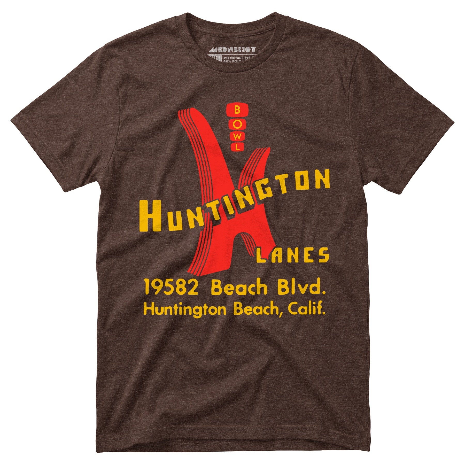 Huntington Lanes - Huntington Beach, CA - Vintage Bowling Alley - Unisex T-Shirt