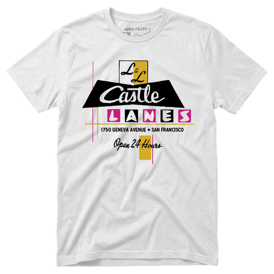 L & L Castle Lanes - San Francisco, CA - Vintage Bowling Alley - Unisex T-Shirt