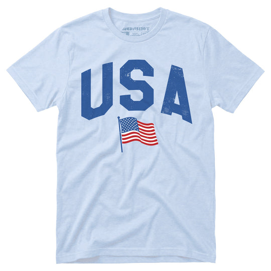 USA Flag - Unisex T-Shirt in Light Blue